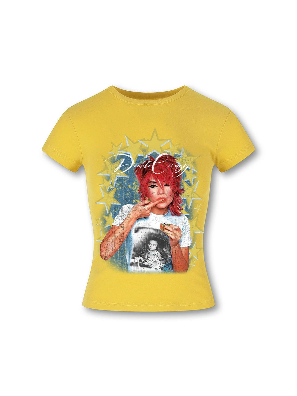 Y2K Rhinestone Star Girl Baby Tee-526