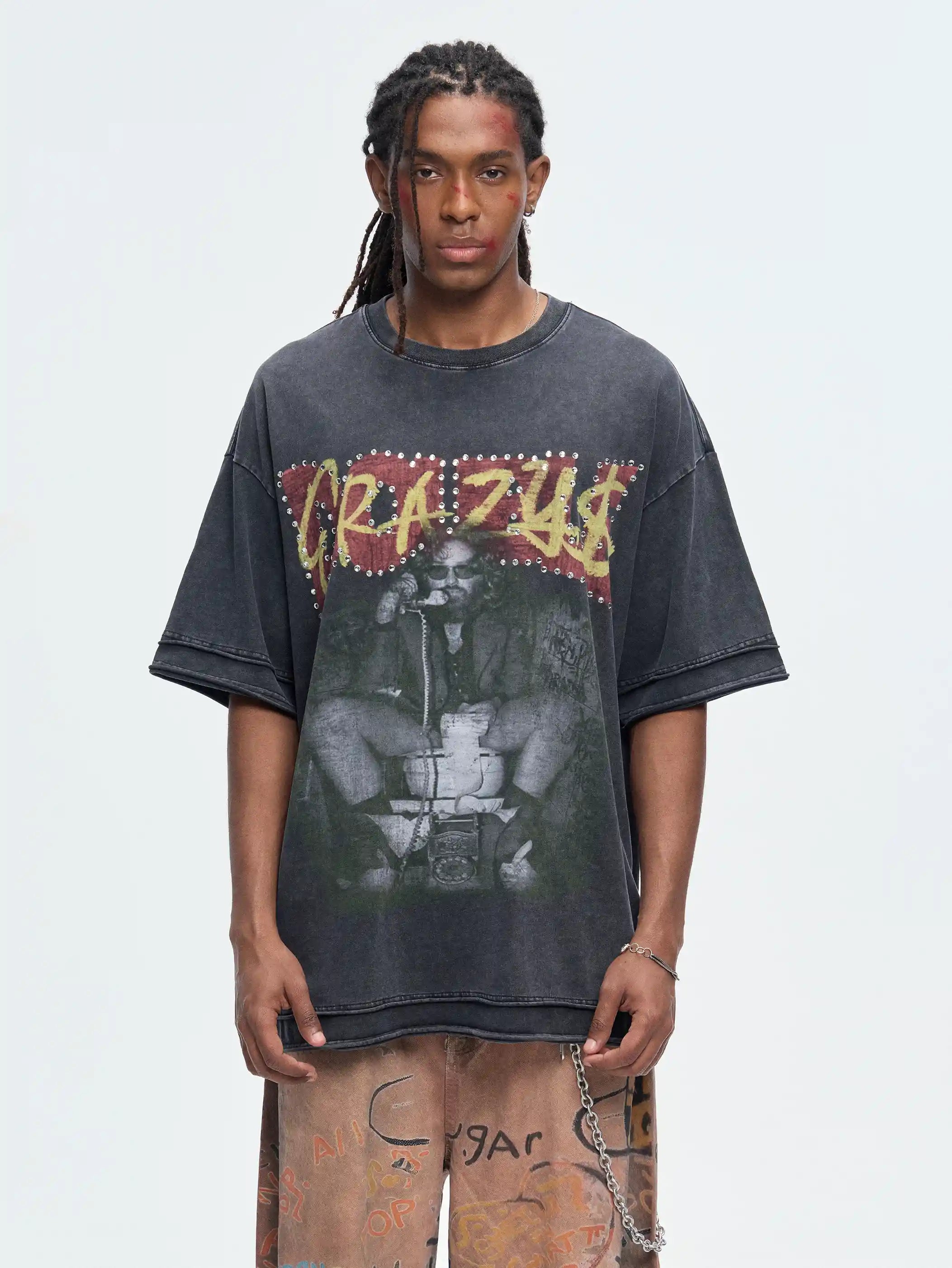 Camiseta lavada Punk Crazy$-528