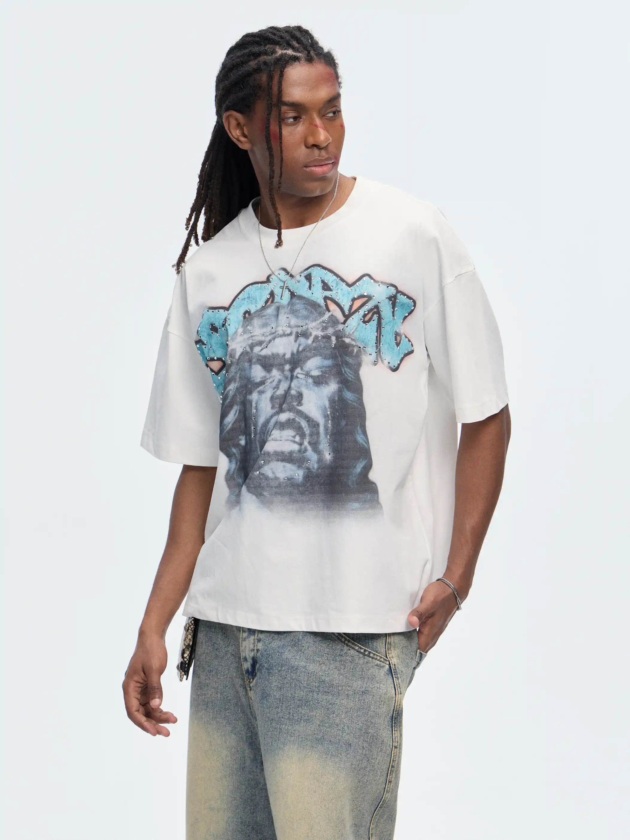 Camiseta gráfica Bling Jesús Llorando-529