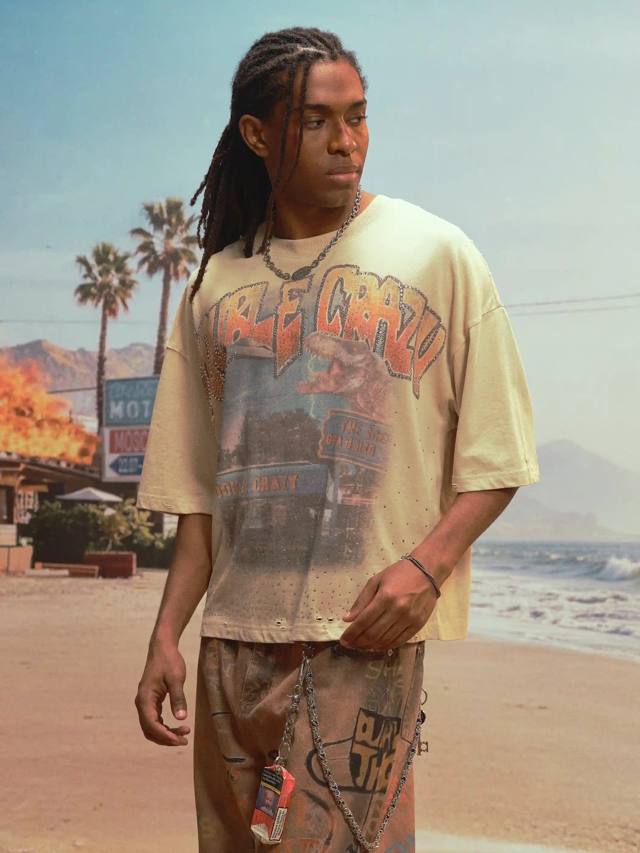 Sci-fi Dinosaur Vintage Bling Tee-538