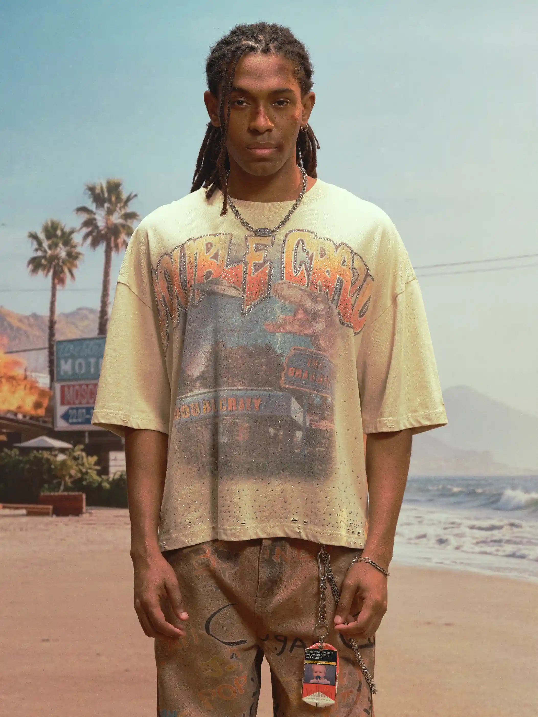 Sci-fi Dinosaur Vintage Bling Tee-538