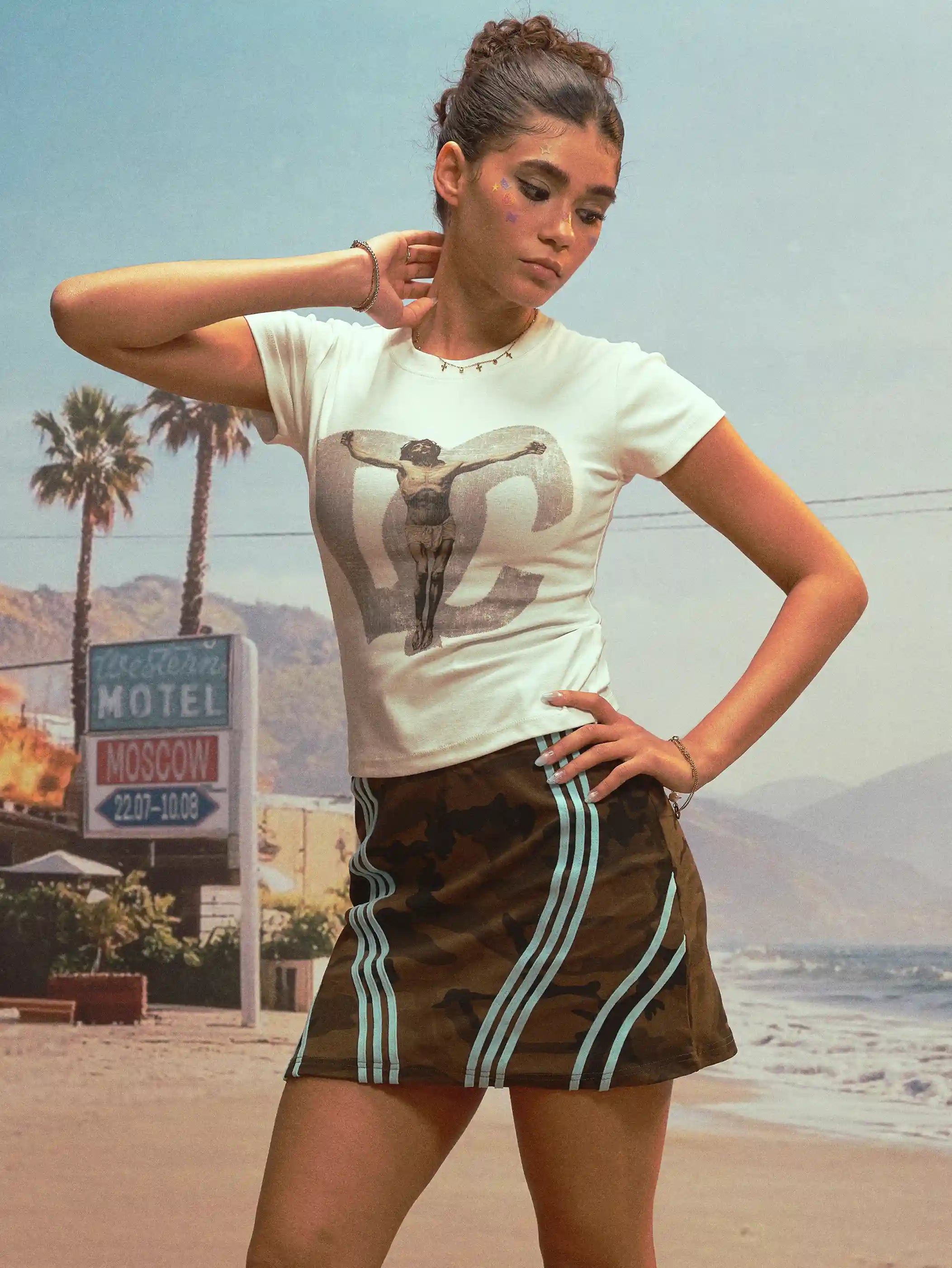 Gothic Jesus Distressed Baby Tee-547