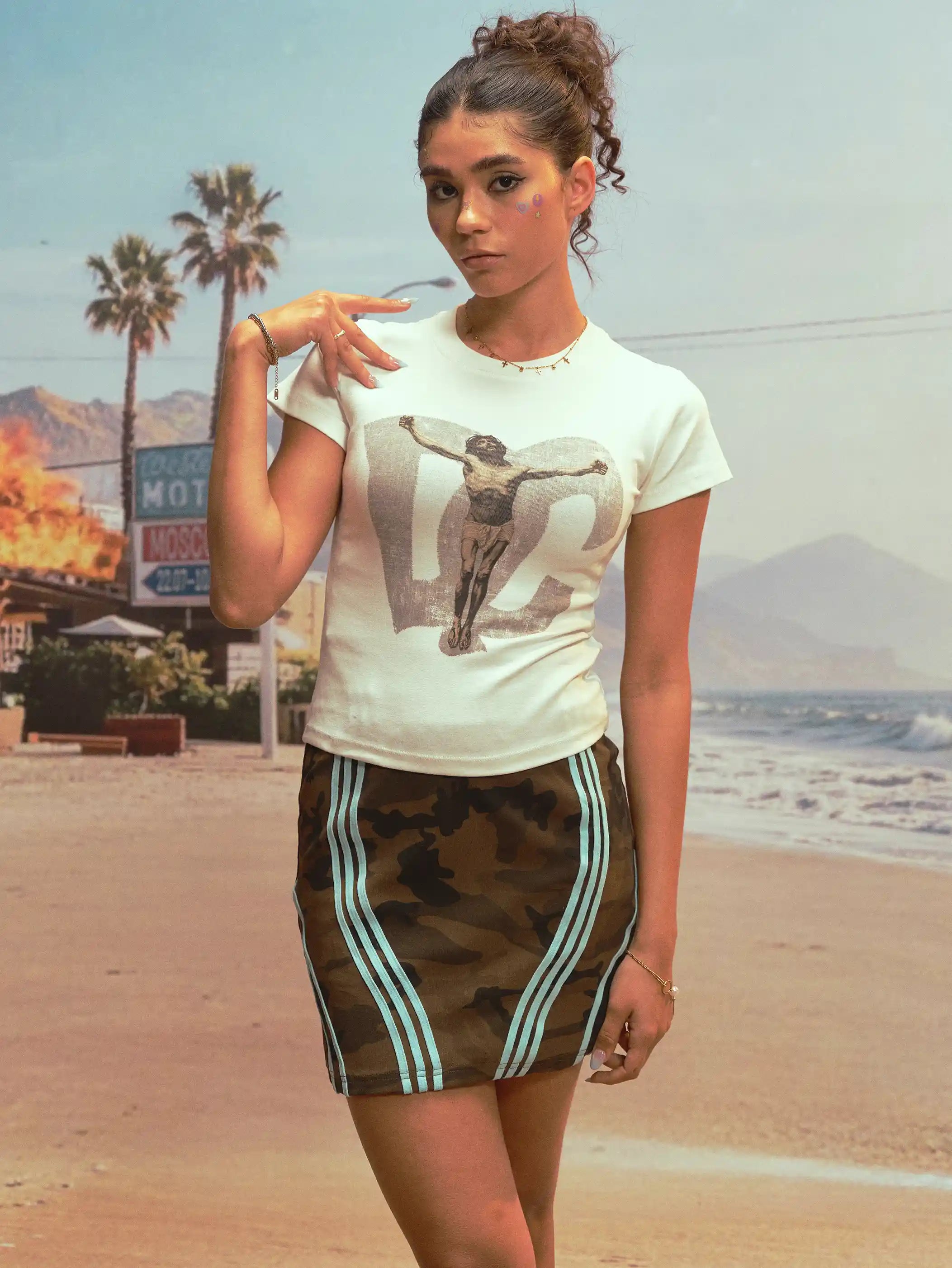 Gothic Jesus Distressed Baby Tee-547