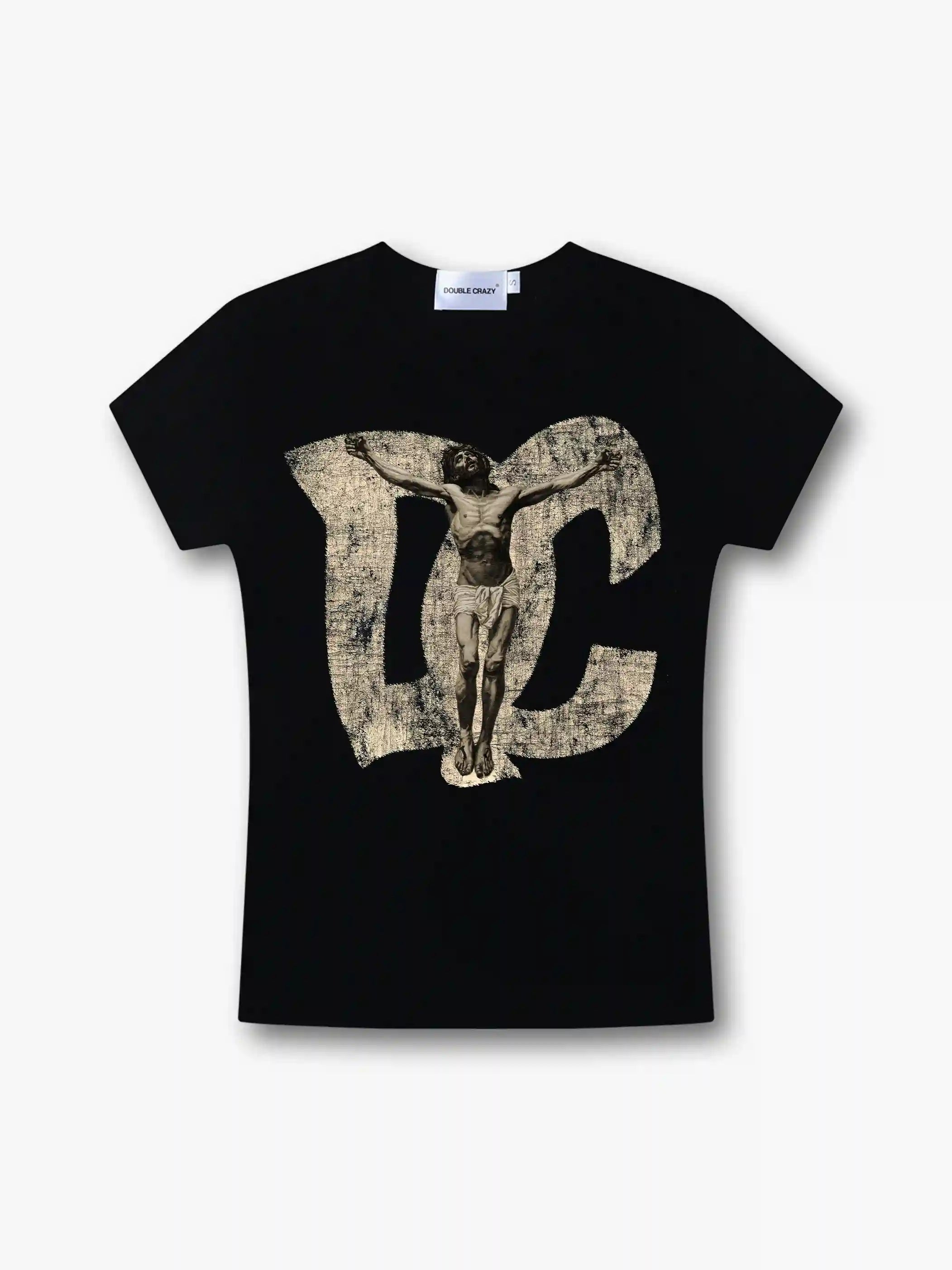 Gothic Jesus Distressed Baby Tee-547