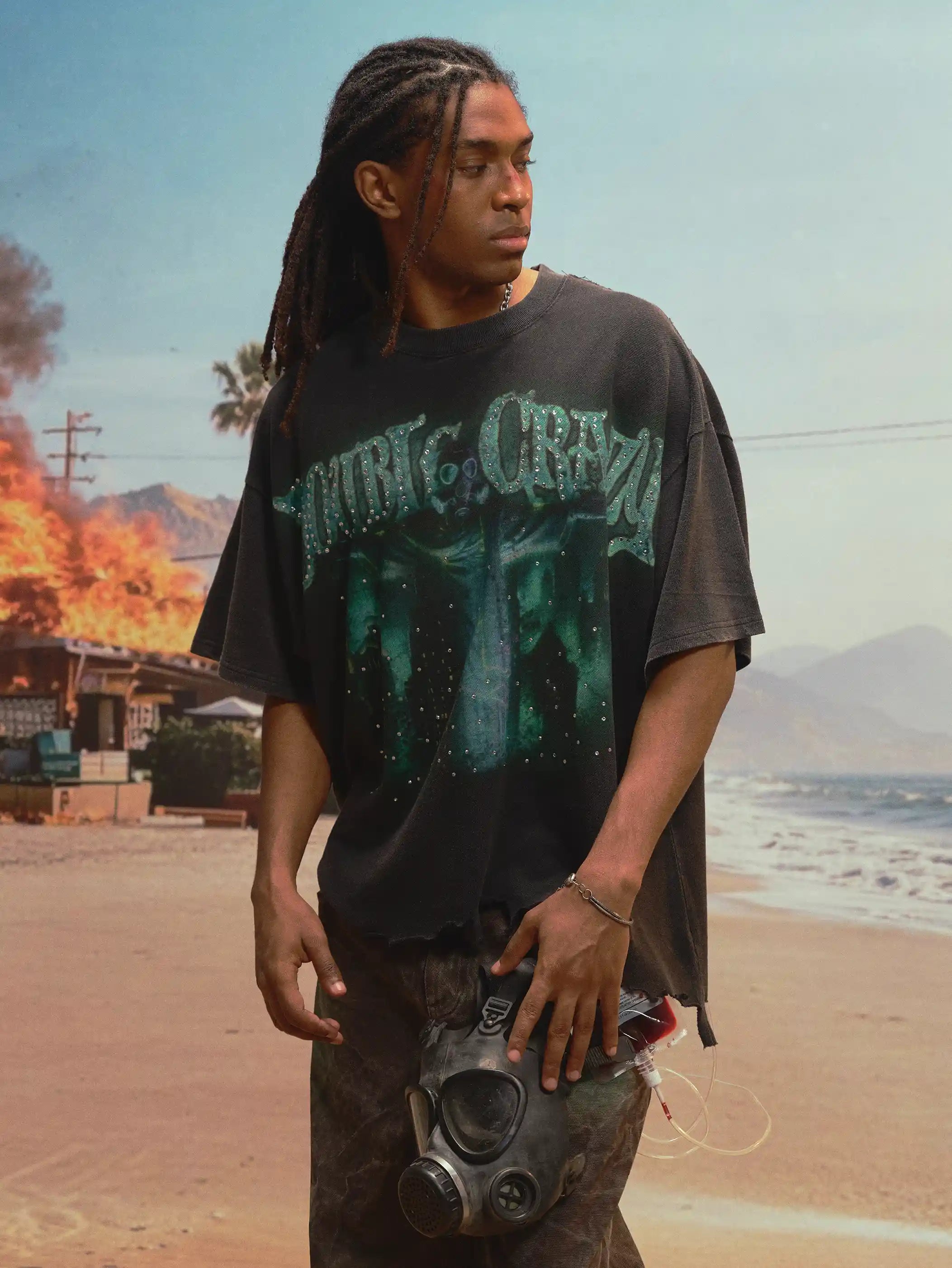 Toxic Gas Mask Jesus Graphic Tee-549