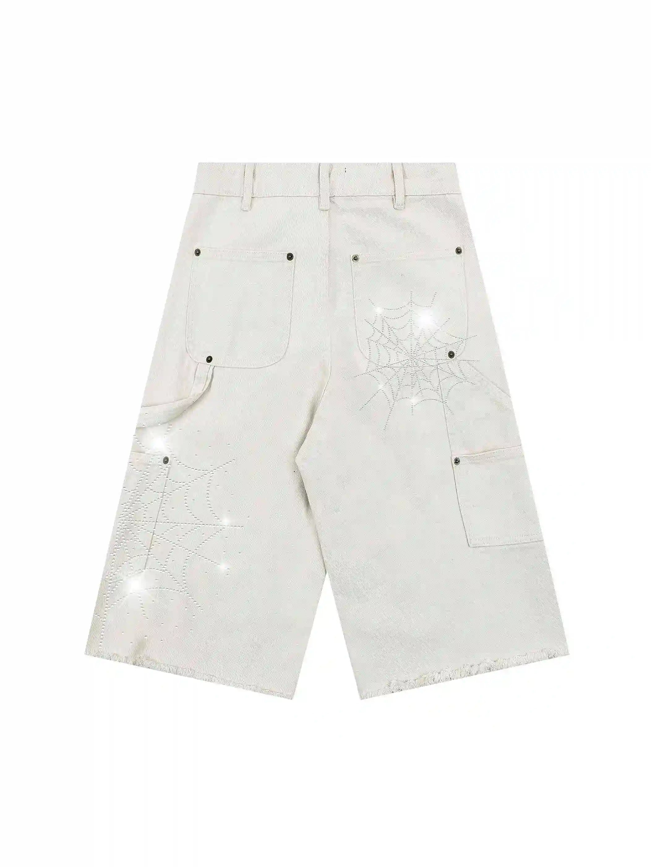 Spider Web Rhinestone Jorts-550
