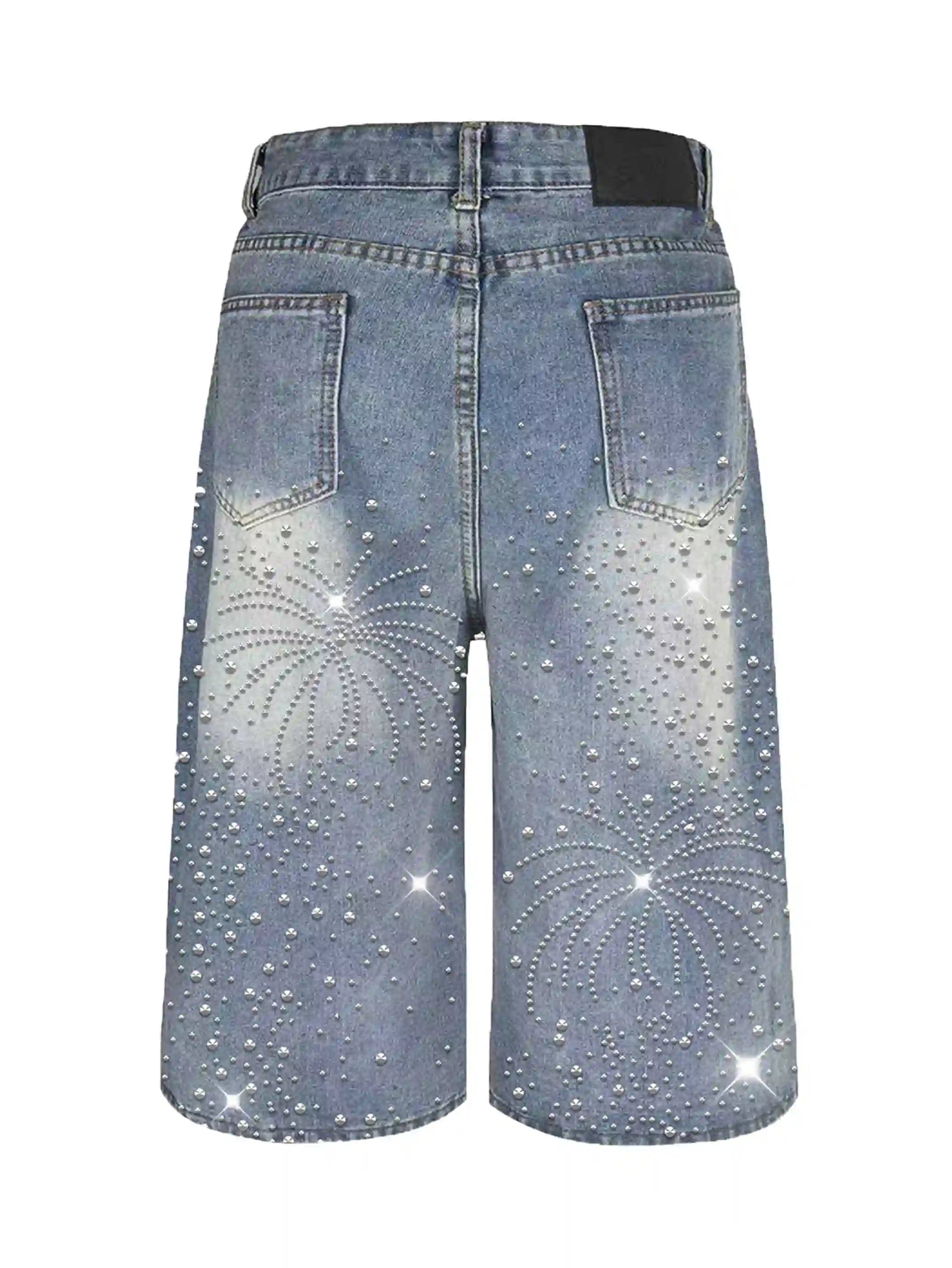 Starburst Rhinestone Baggy Jorts-551