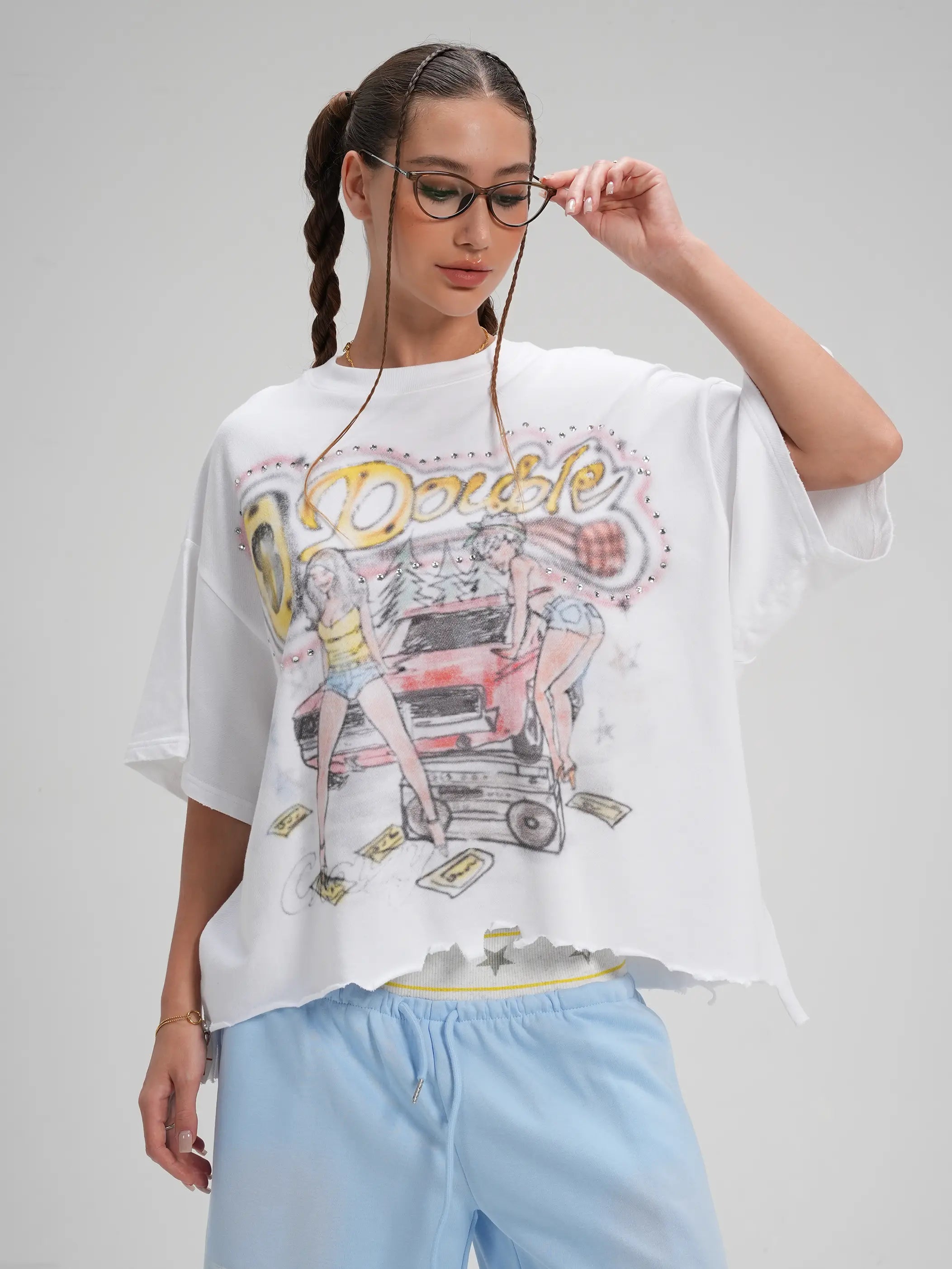 90s Airbrush Distressed Boxy Tee-567