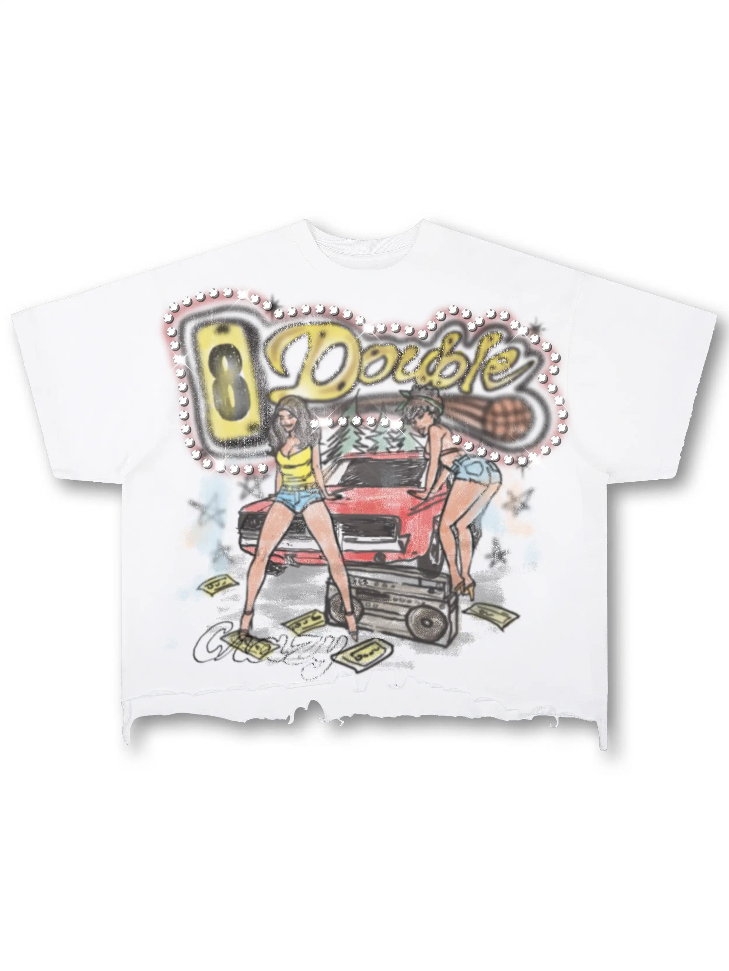 T-shirt Coupe Large Vieilli Aérographe Années 90 - 567