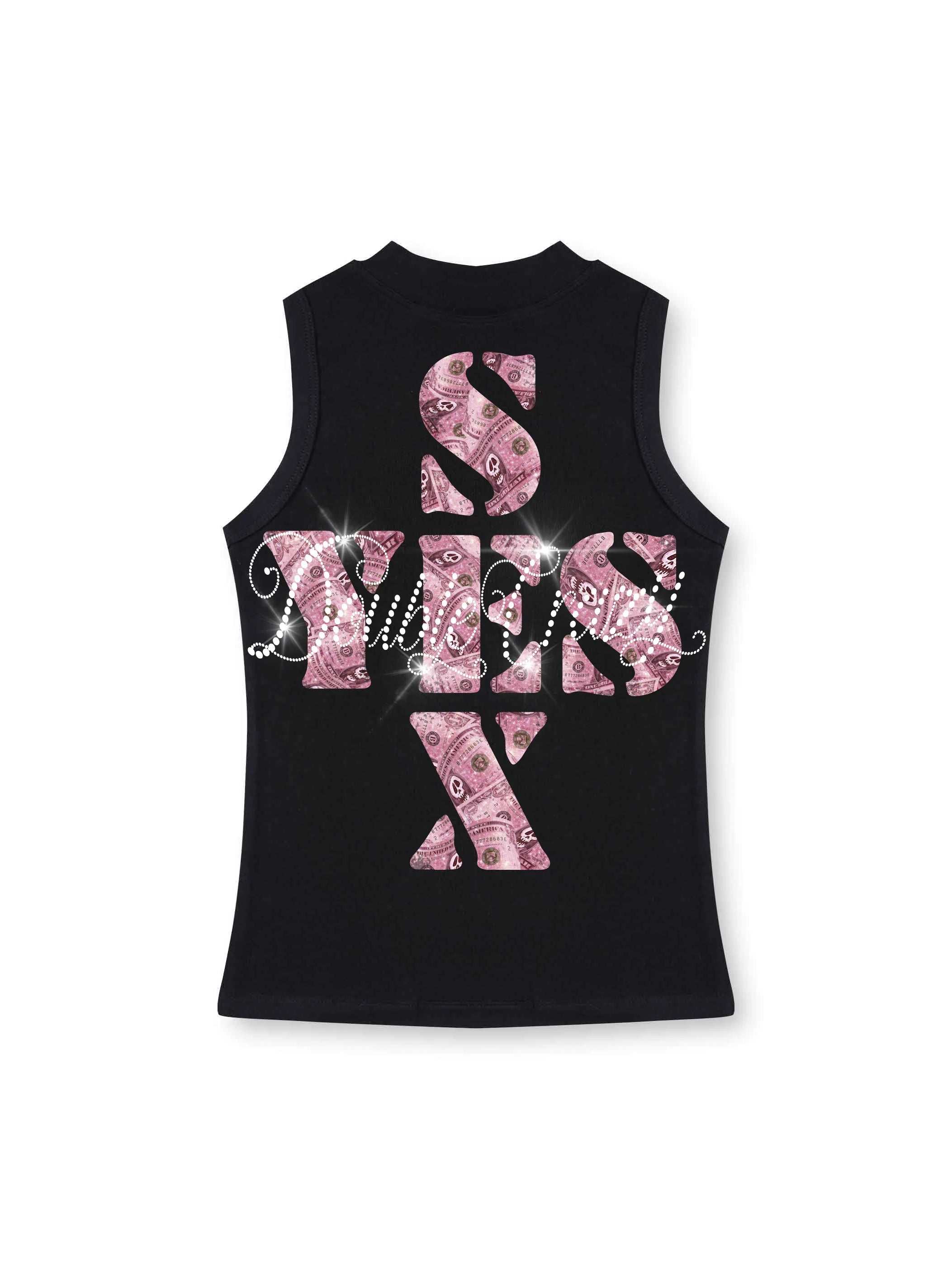 Camiseta sin mangas con diseño atrevido "Edgy Bling Money Muscle Tank"-569