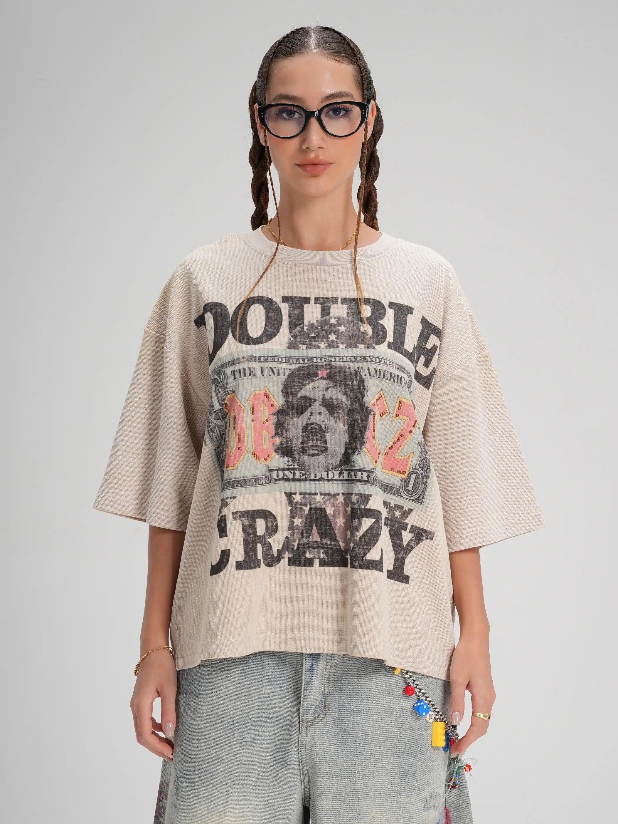T-shirt gaufré à motif "Studded Money"-574
