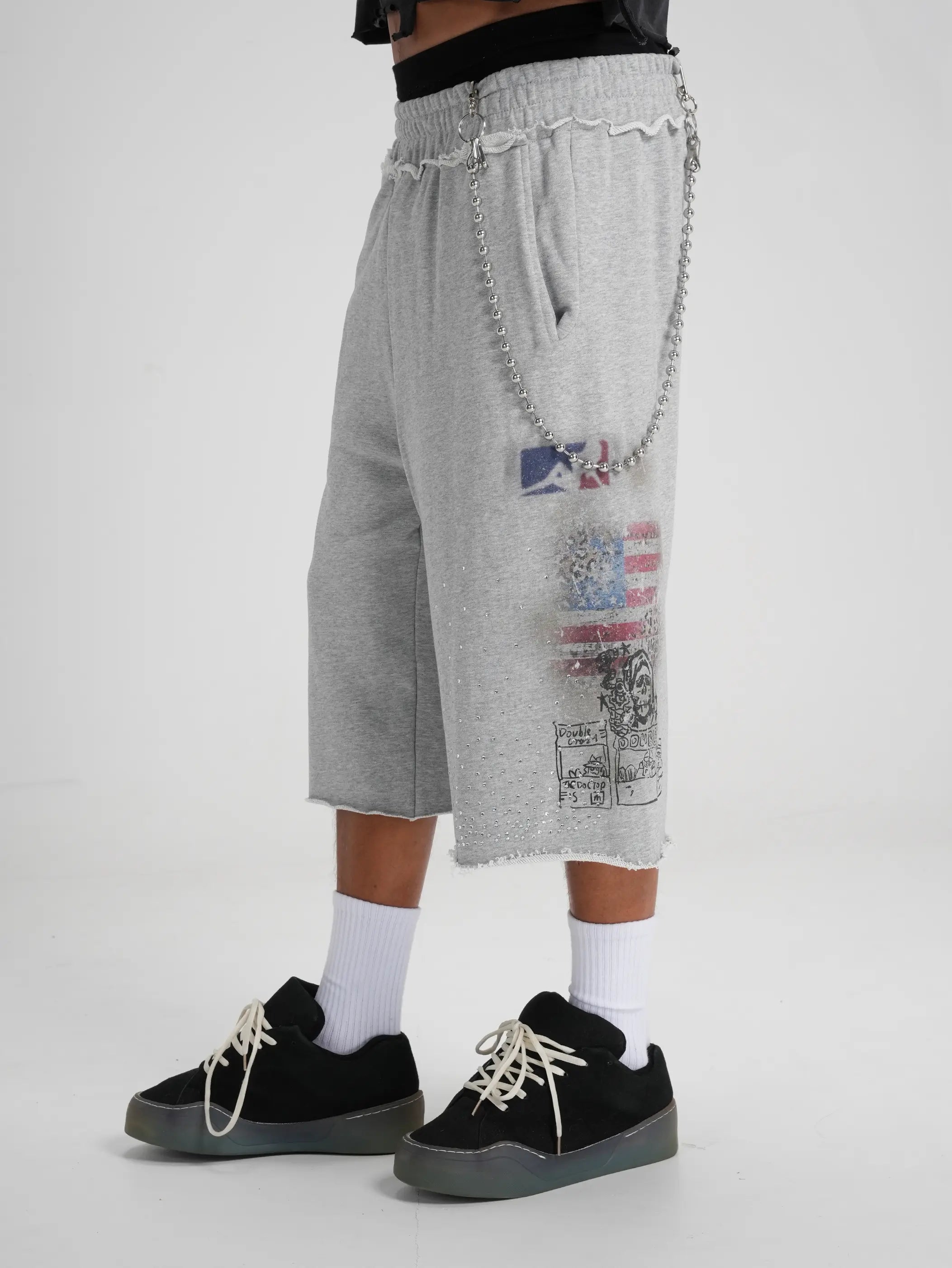Bling Pantalones Cortos Desgastados-578