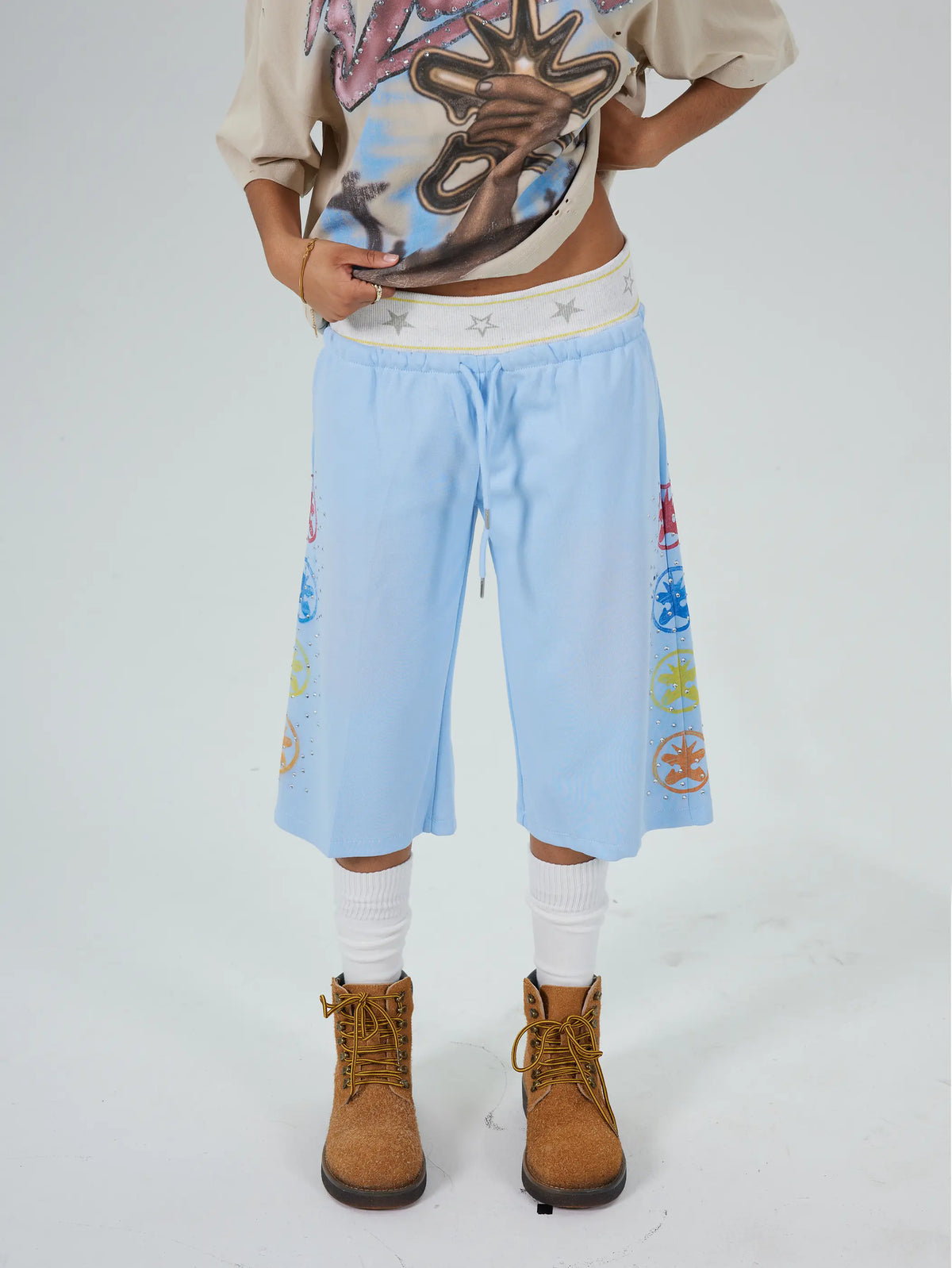 Shorts superposés glacés délavés-679