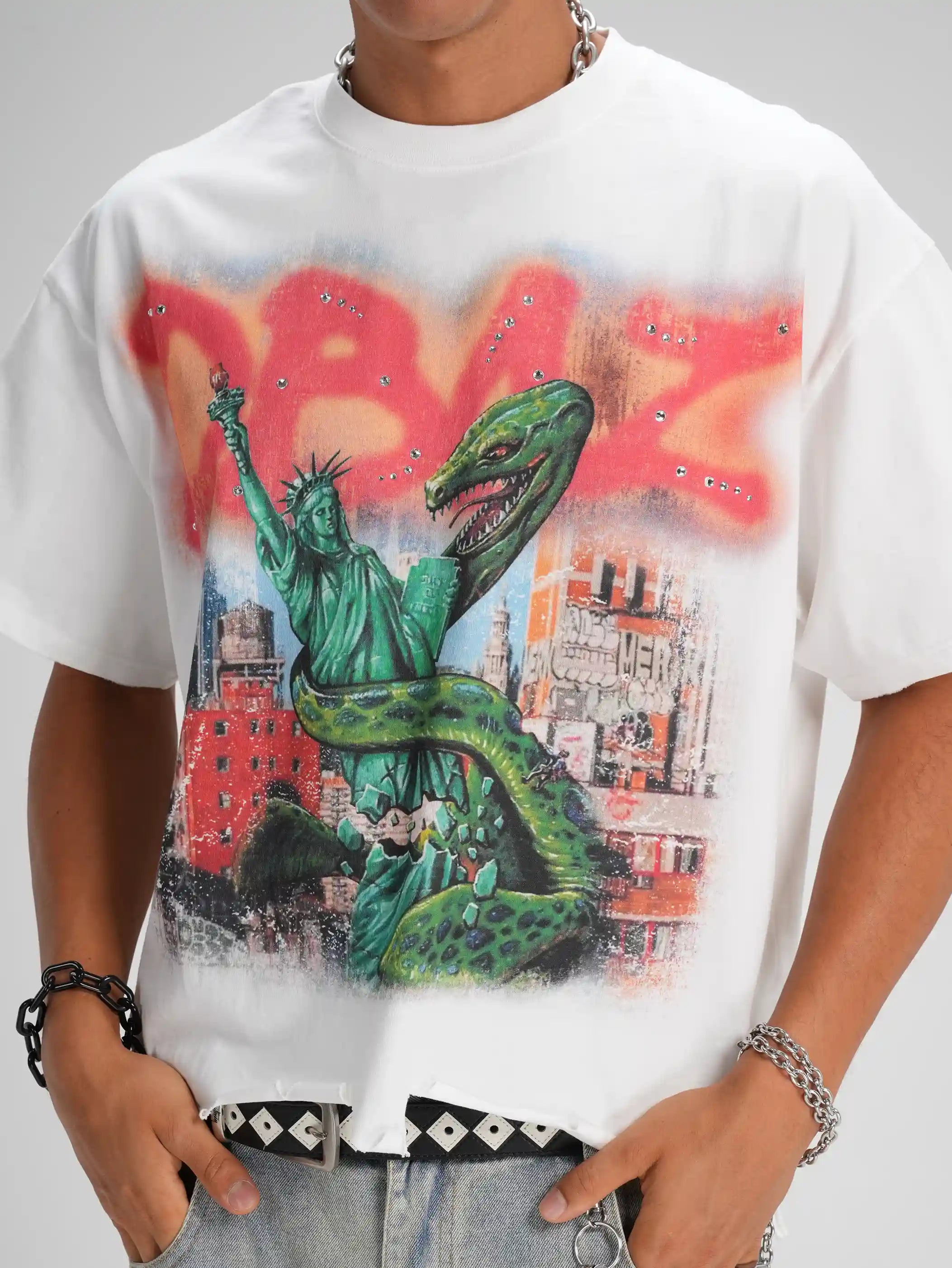 T-shirt Coupe Boxy Bling Liberty Snake-586