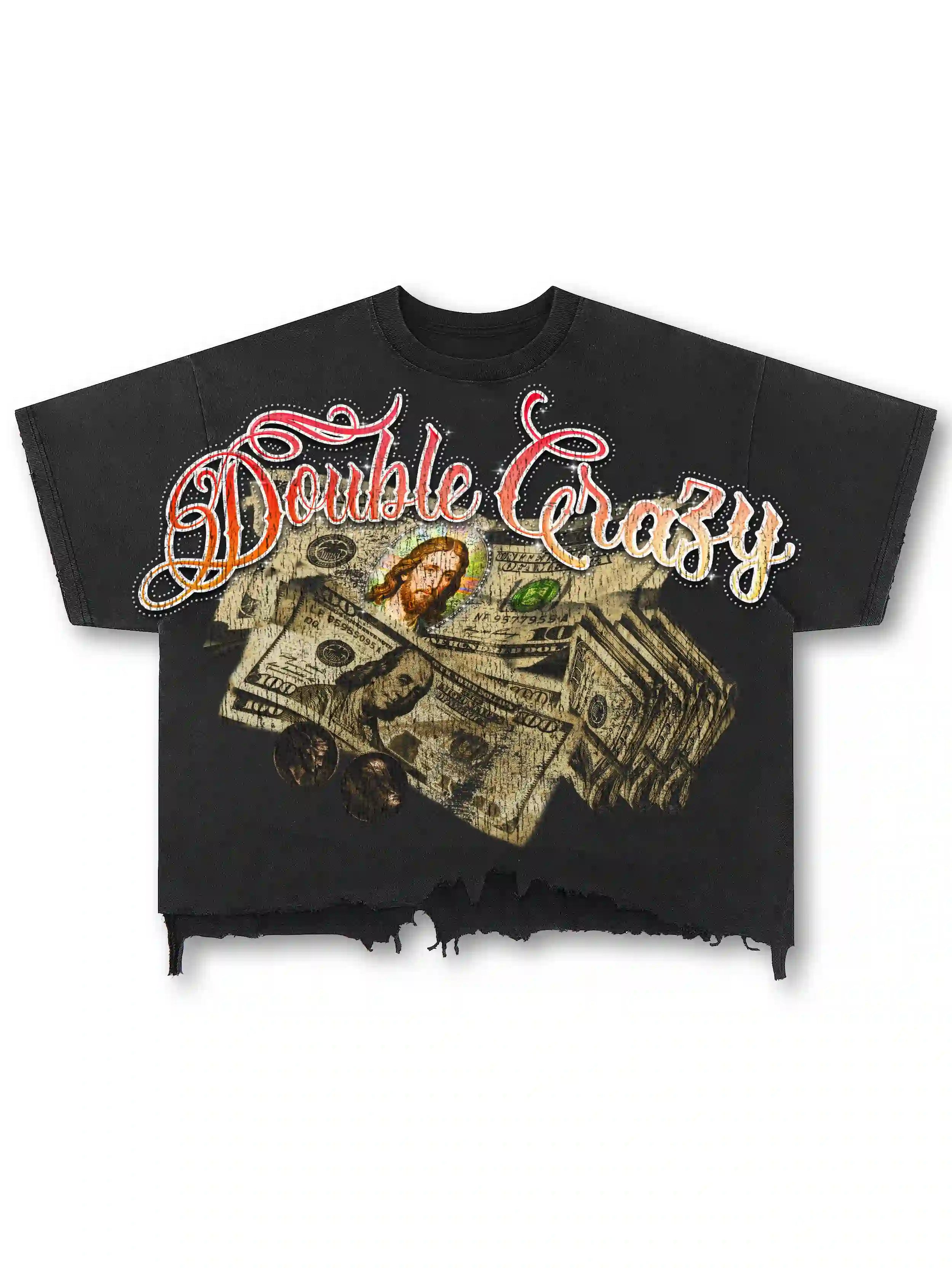Rhinestone Jesus Cash Boxy Tee-587