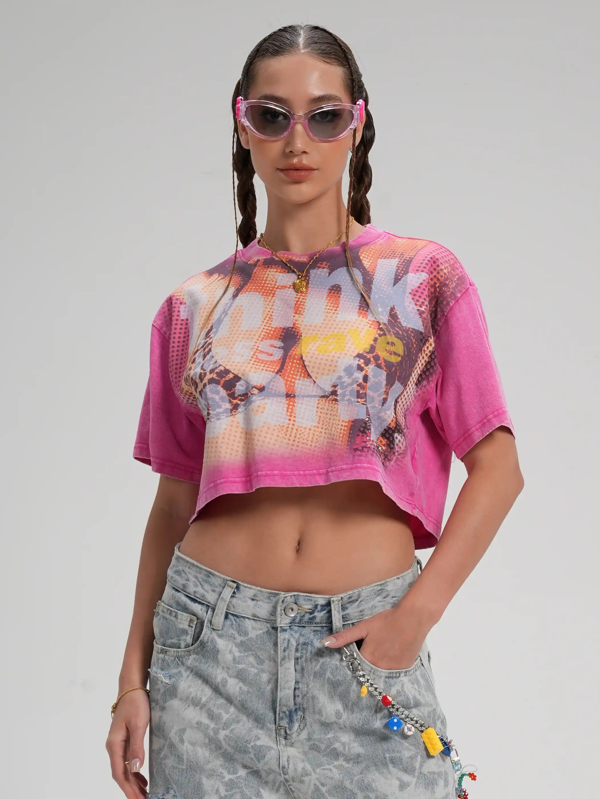 Leopard Bikini Slogan Crop Tee-591