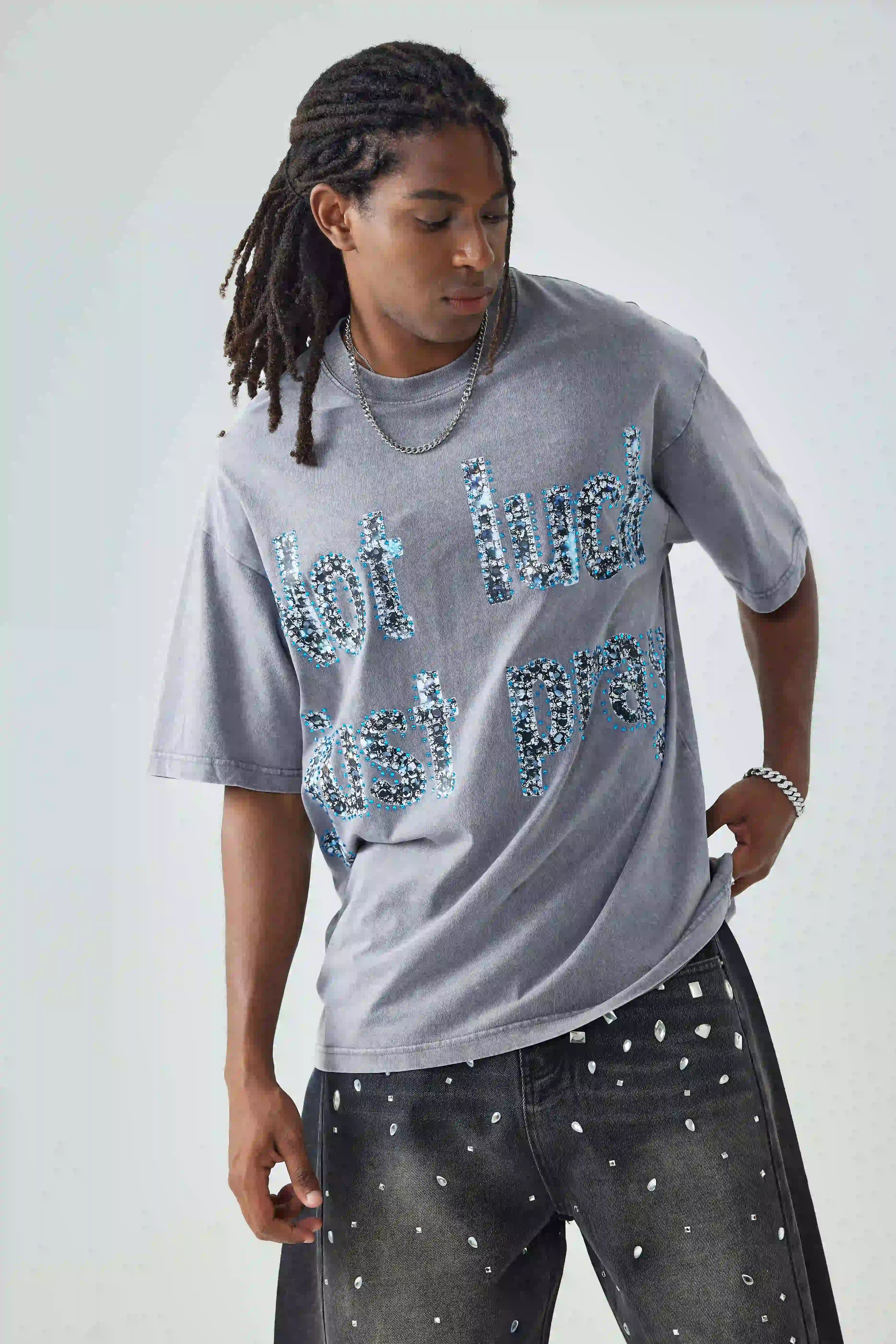 Shining Diamond Graffiti Print T-shirt-069T