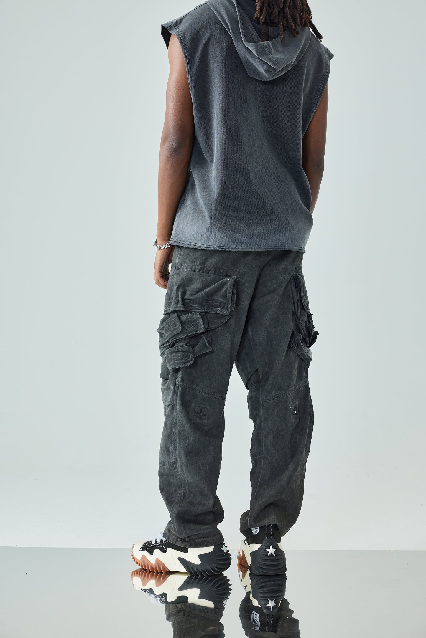 Vintage Street Style Cargo Jeans Olive Green Utility Loose Fit Workwear Street Style Trousers