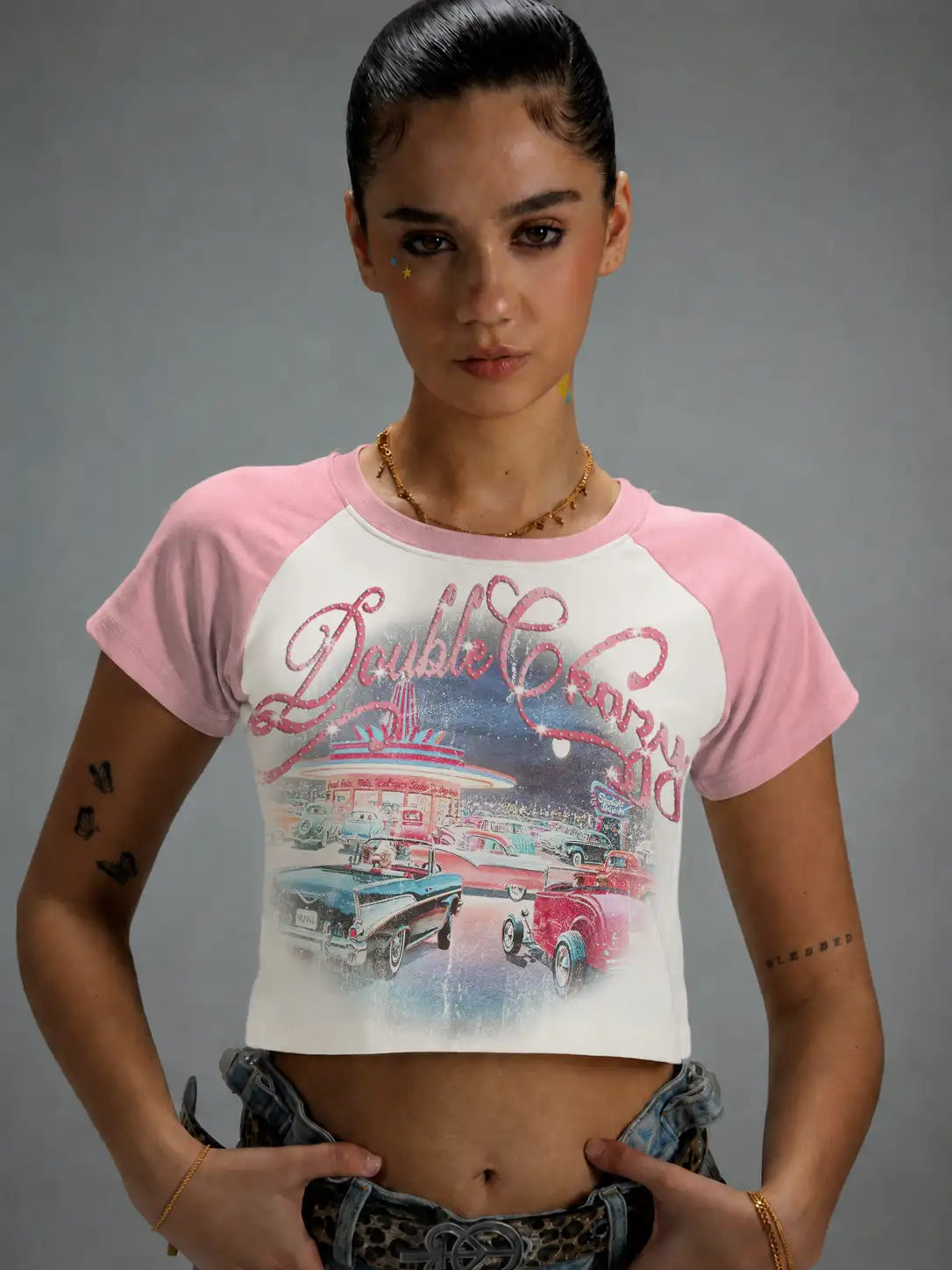 Bling Retro Car Crop Top-620