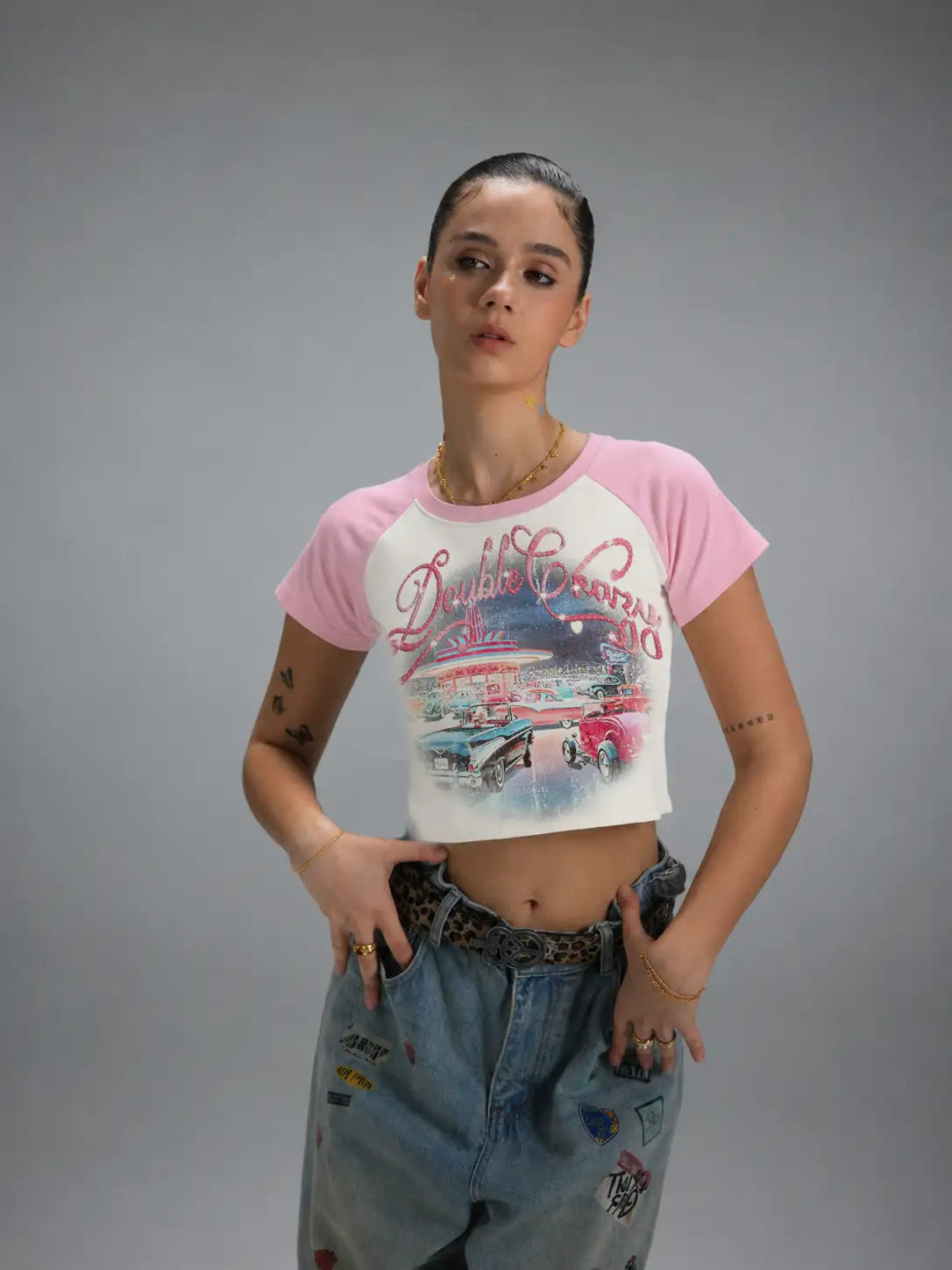 Bling Retro Car Crop Top-620