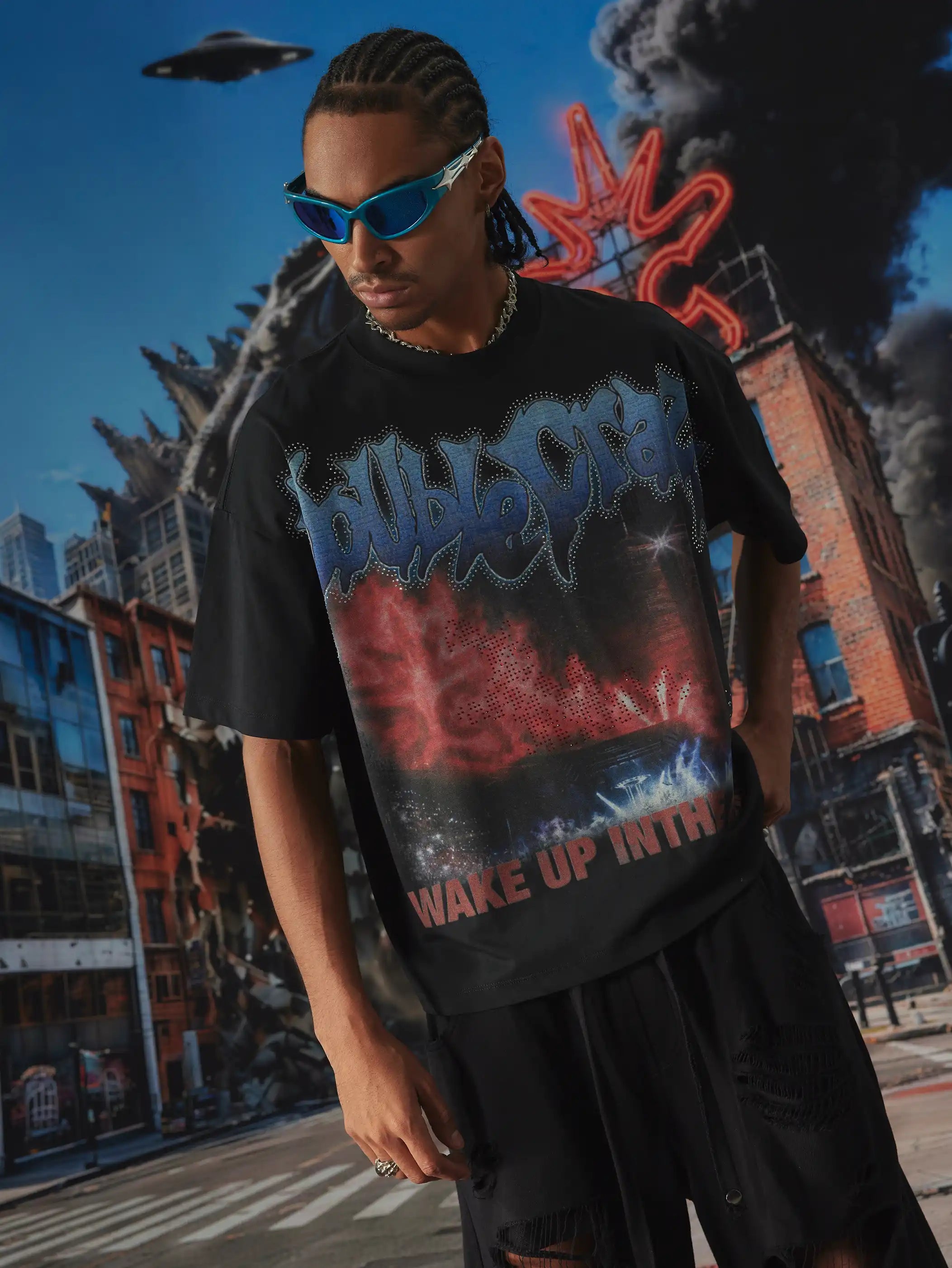 Camiseta Bling Concert con efecto desgastado-626