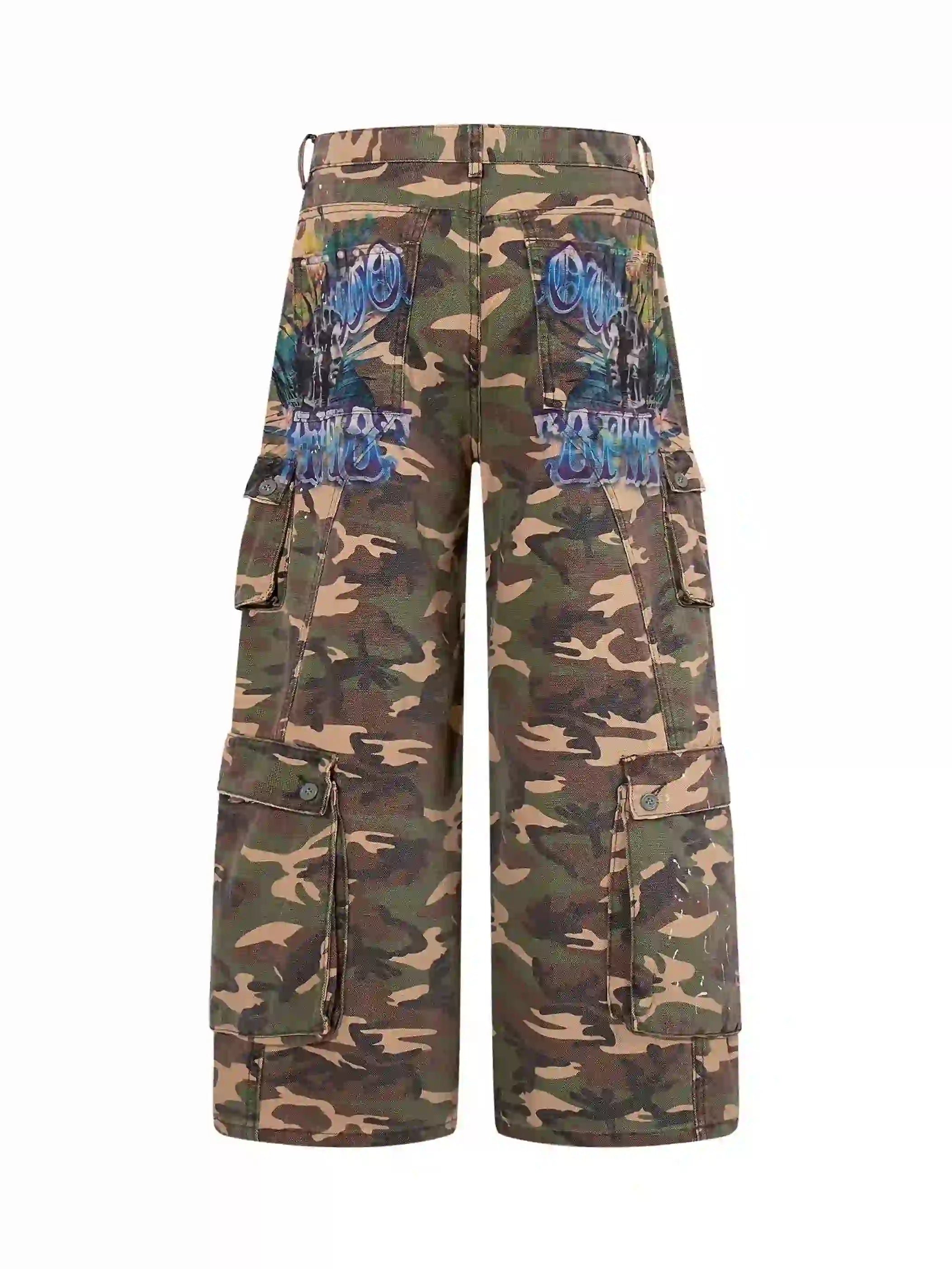 Multi-Pocket Camo Graphic Cargo-S1198