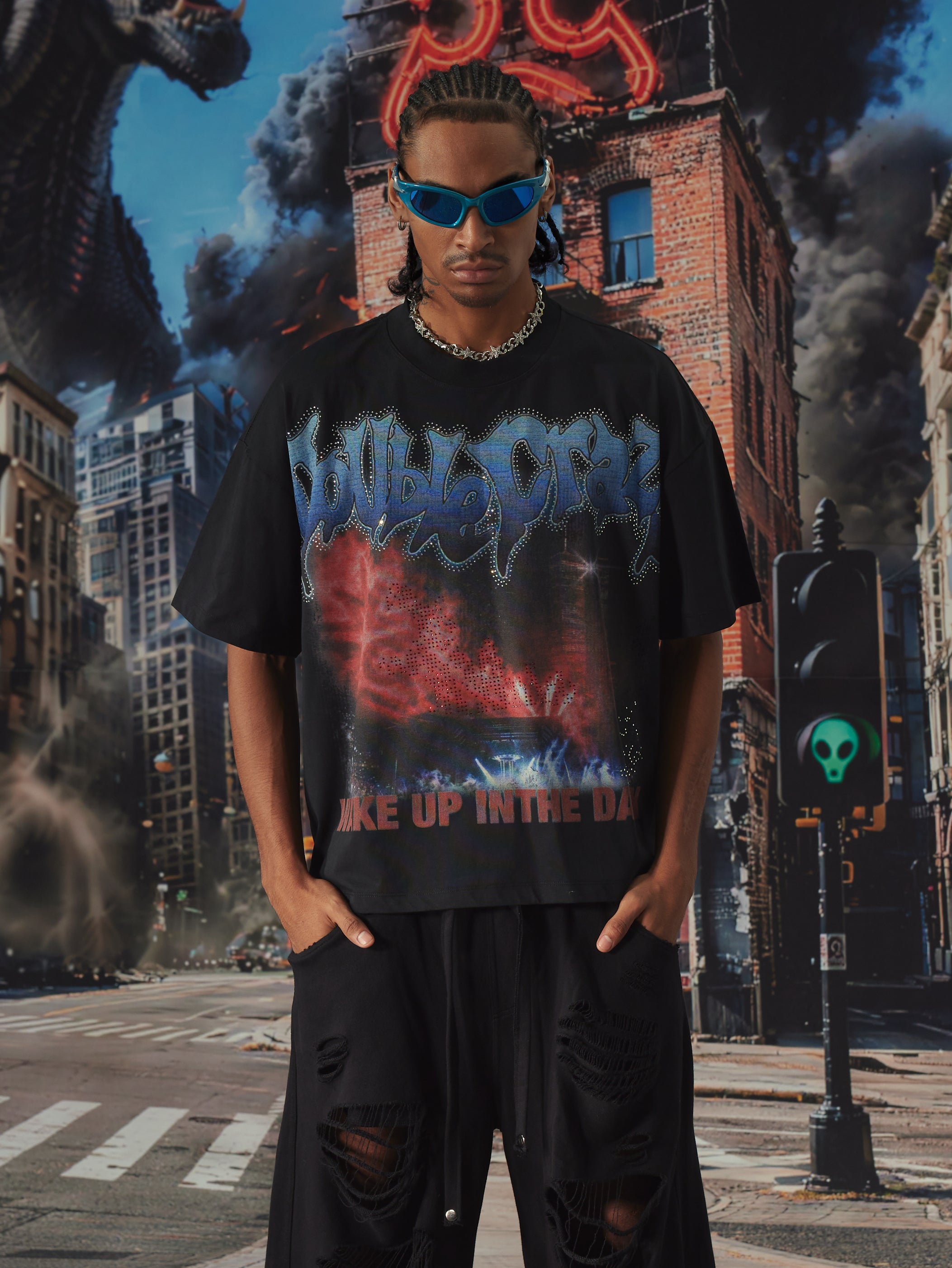 Camiseta Bling Concert con efecto desgastado-626