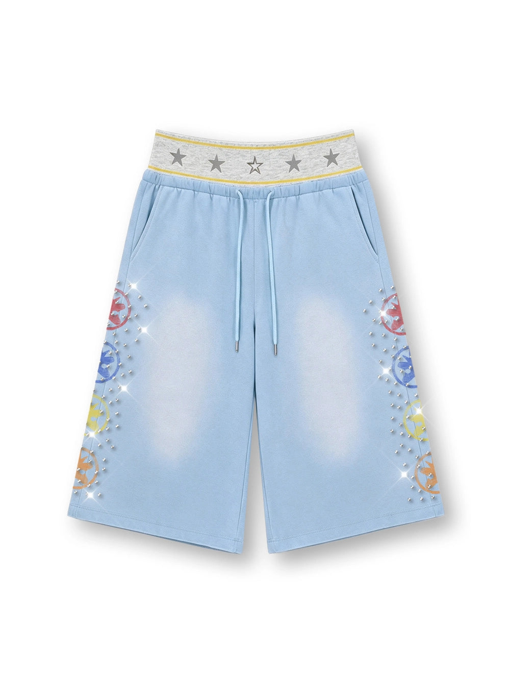 Faded Iced Out Layered Jorts-679
