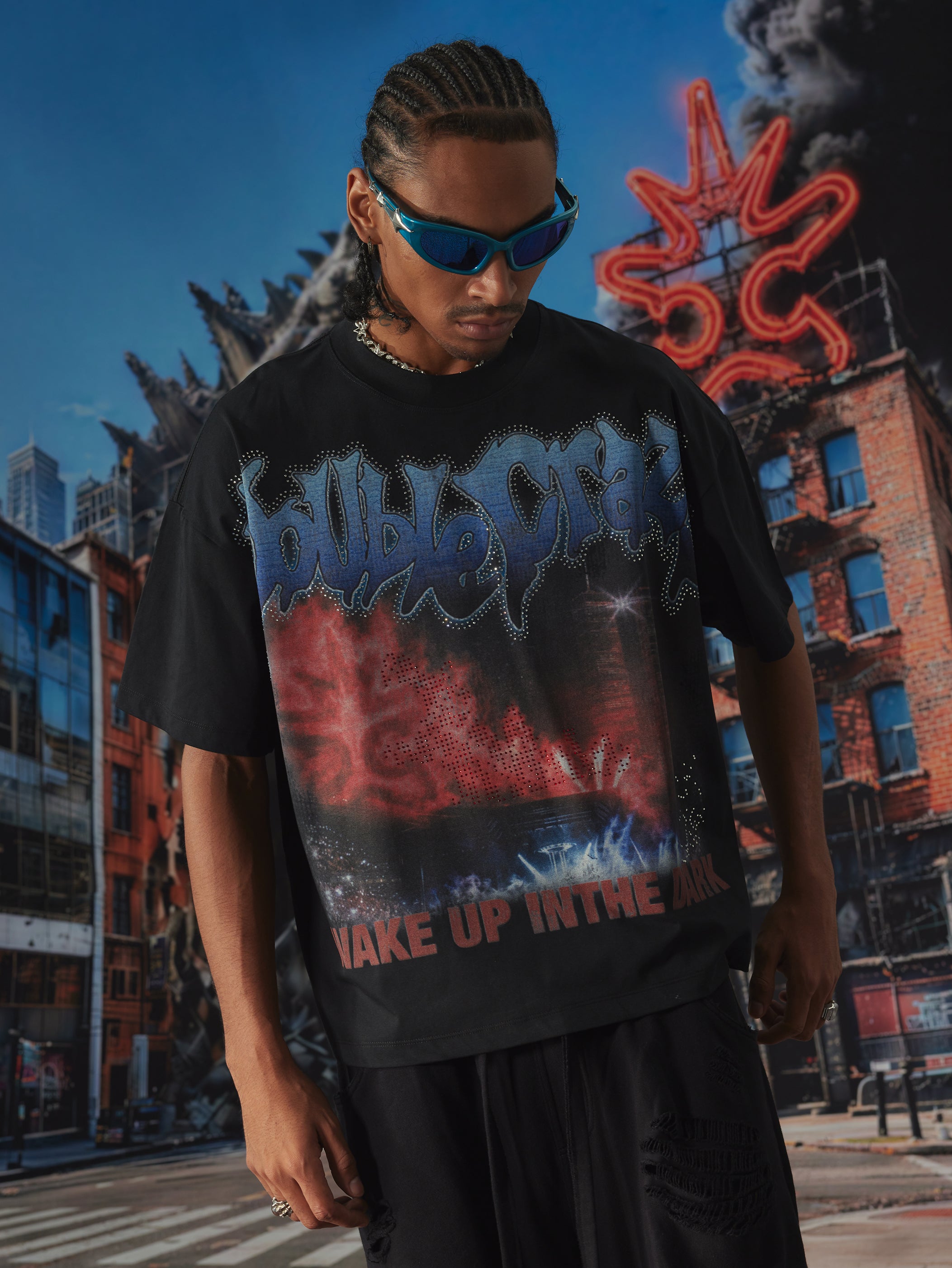 Camiseta Bling Concert con efecto desgastado-626