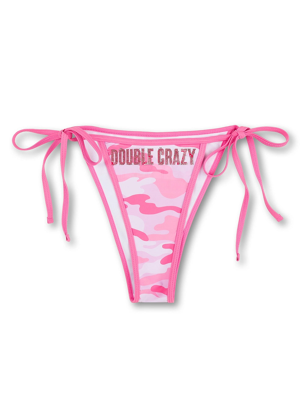 Conjunto de bikini rosa de camuflaje con pedrería-653