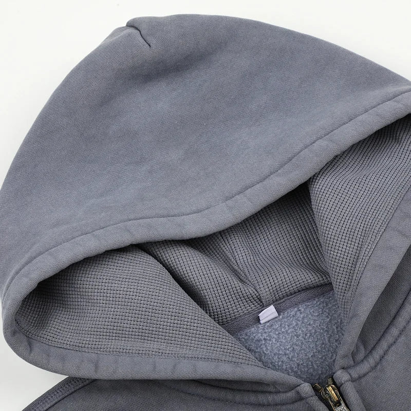 Snow Wash Foil Text Zip-Up-744
