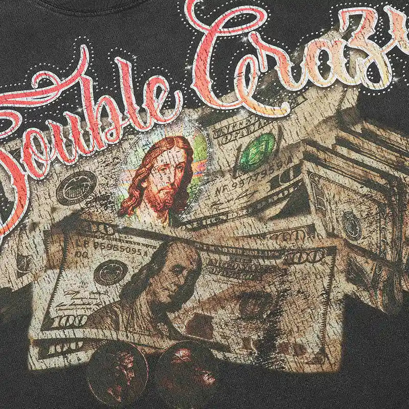 Rhinestone Jesus Cash Boxy Tee-587