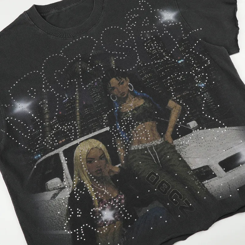 90s Aesthetic Street Girl Tee-666