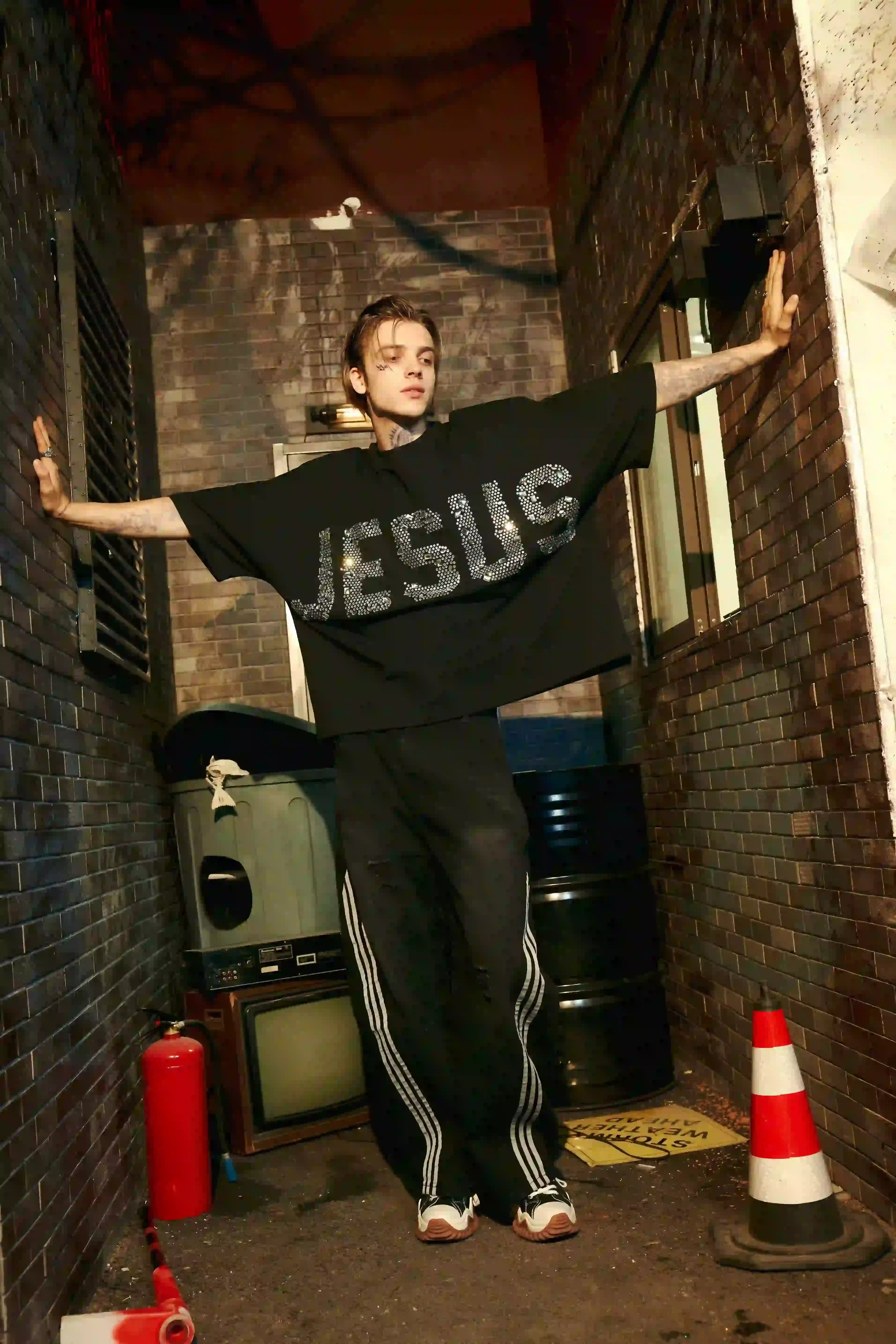 Rhinestone Religious JESUS T-shirt-203