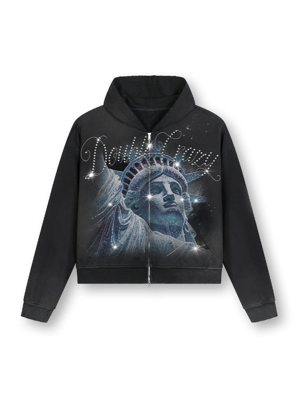 Rhinestone Liberty Zip Hoodie-722