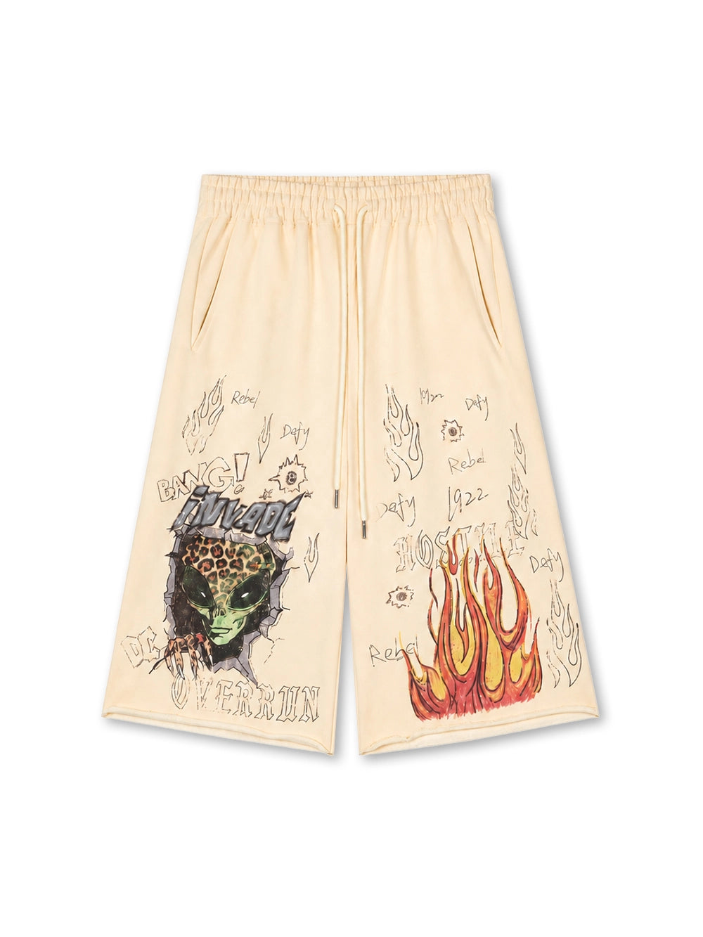 Heavy Alien Flame Sweat Shorts-735