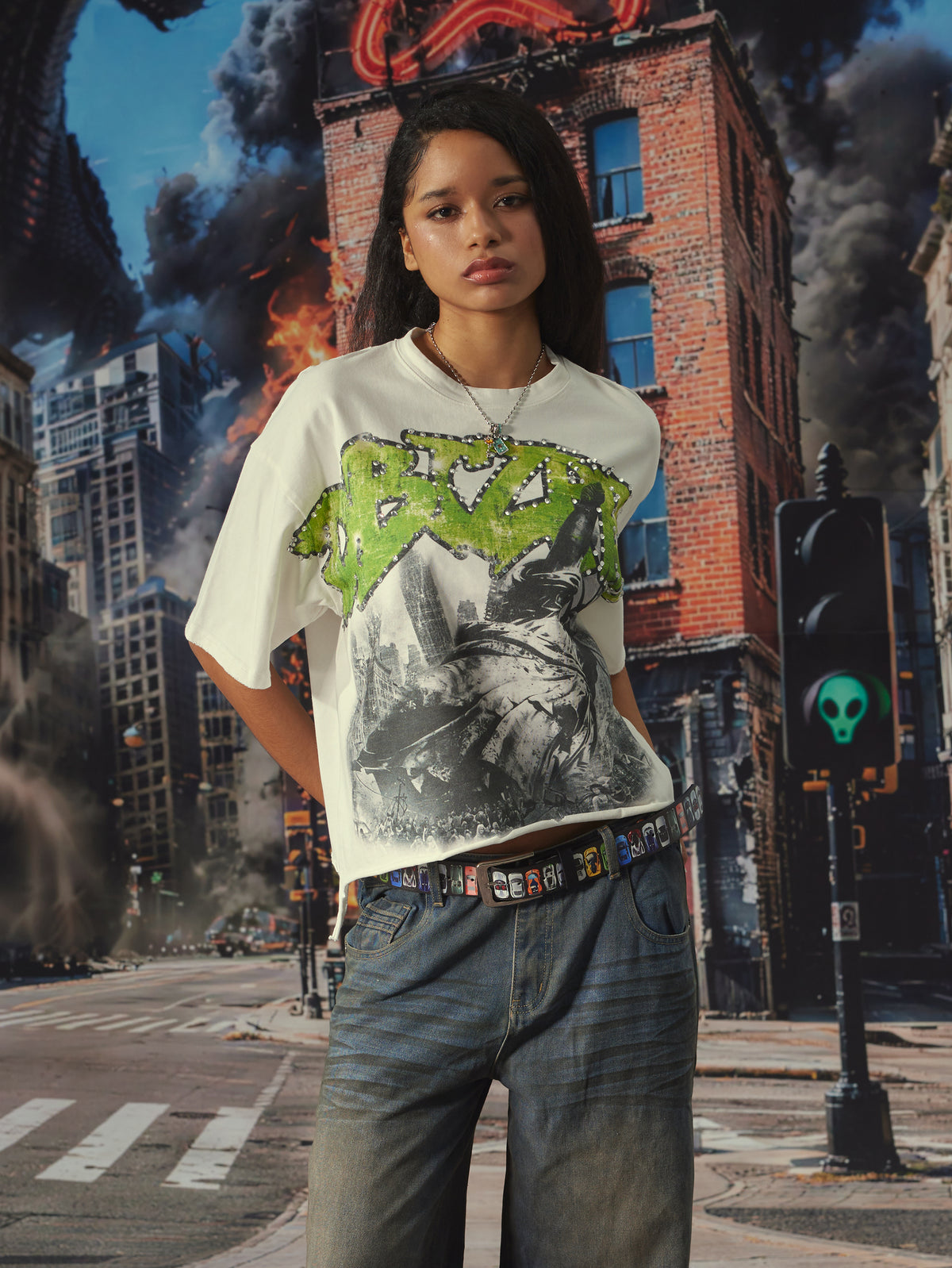 Raw Hem Distressed Liberty Tee-482