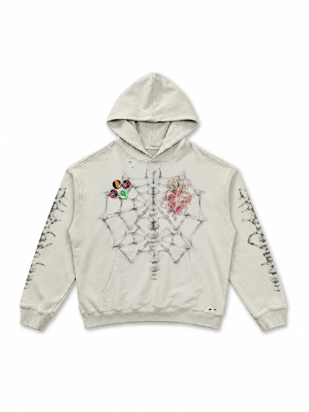 Sweat à capuche avec motif rayons X effet vieilli - 780