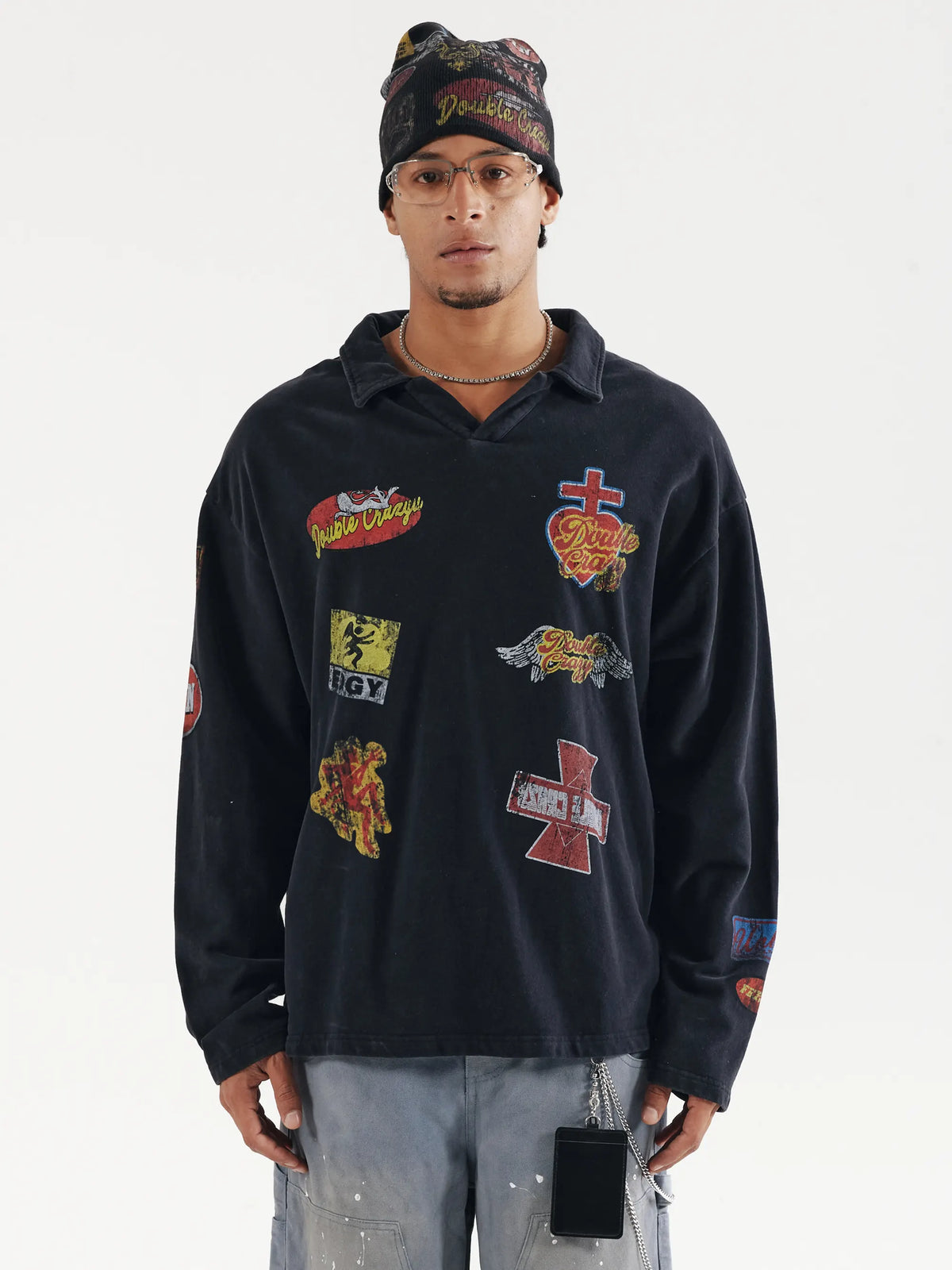 Grunge Patch L/S Polo-807