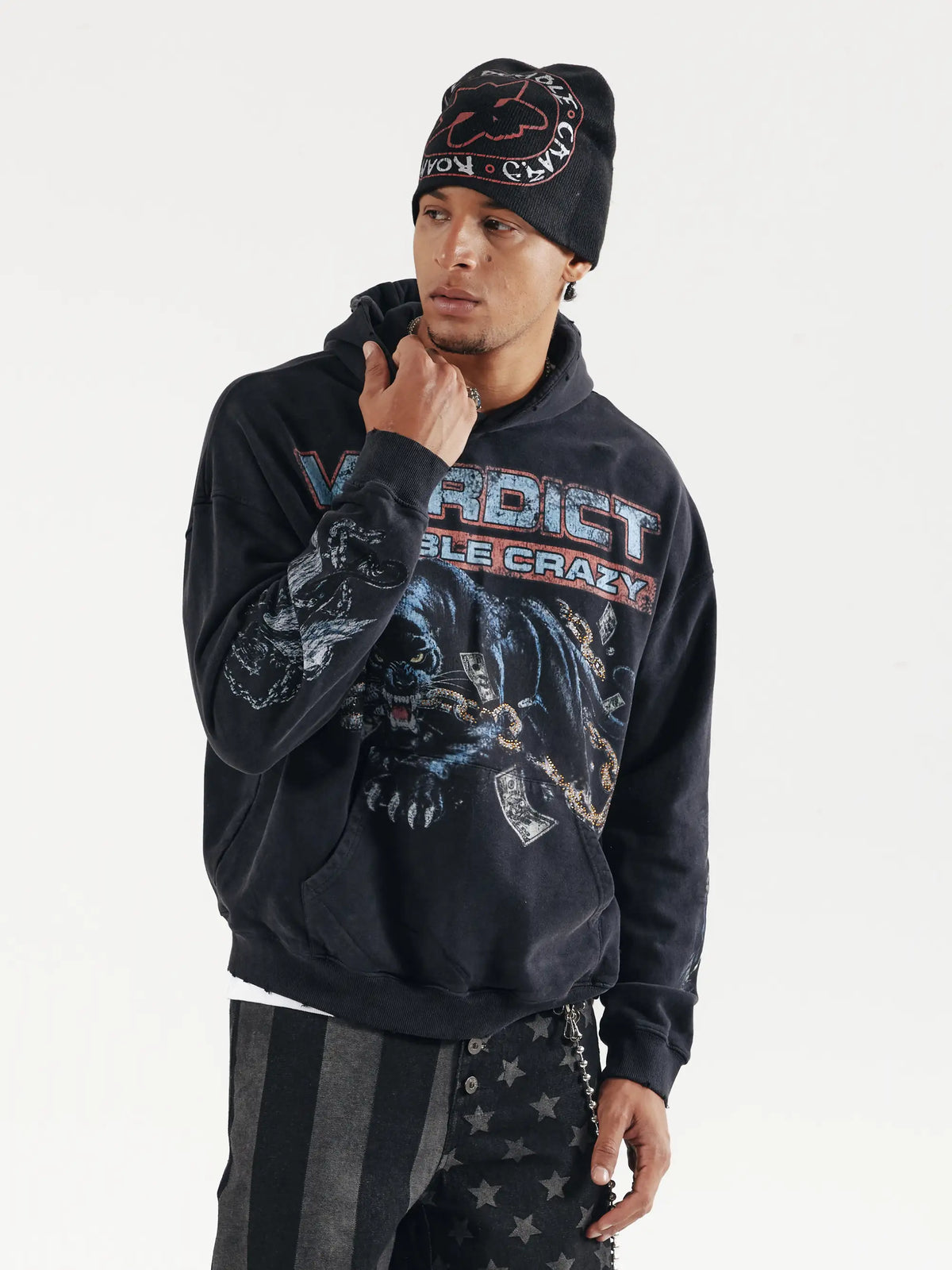 Boxy Vintage Panther Hoodie-831