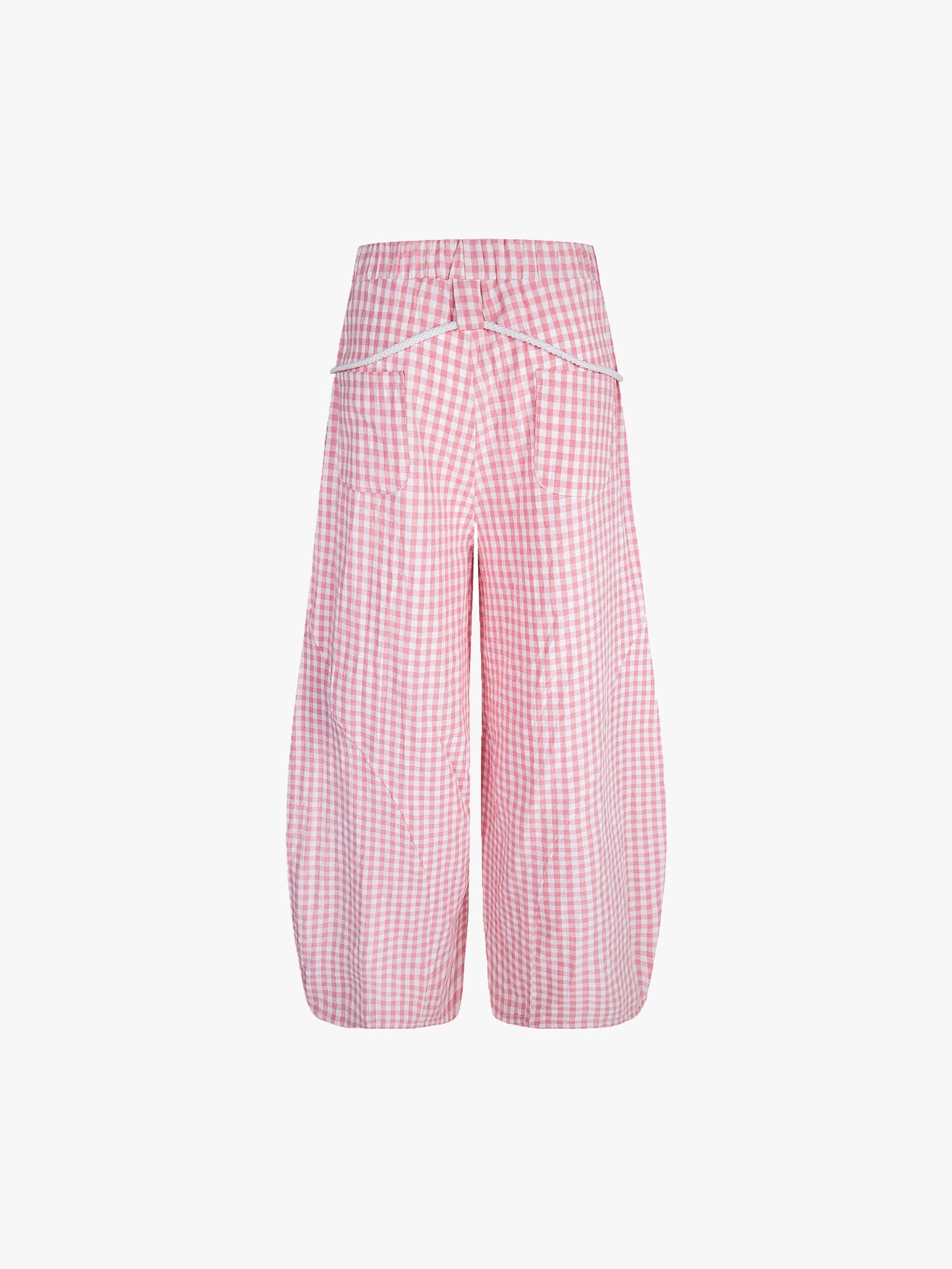 New Collection Plaid Wide Leg Drawstring Pants Baggy Streetwear Casual Trousers for Summer-S1022