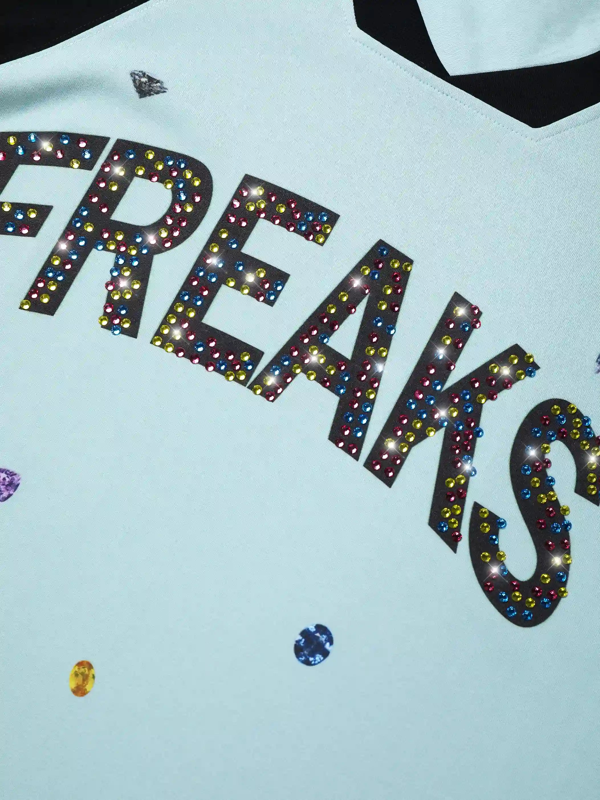 Graphic "FREAKS" Rhinestone T-shirt-216