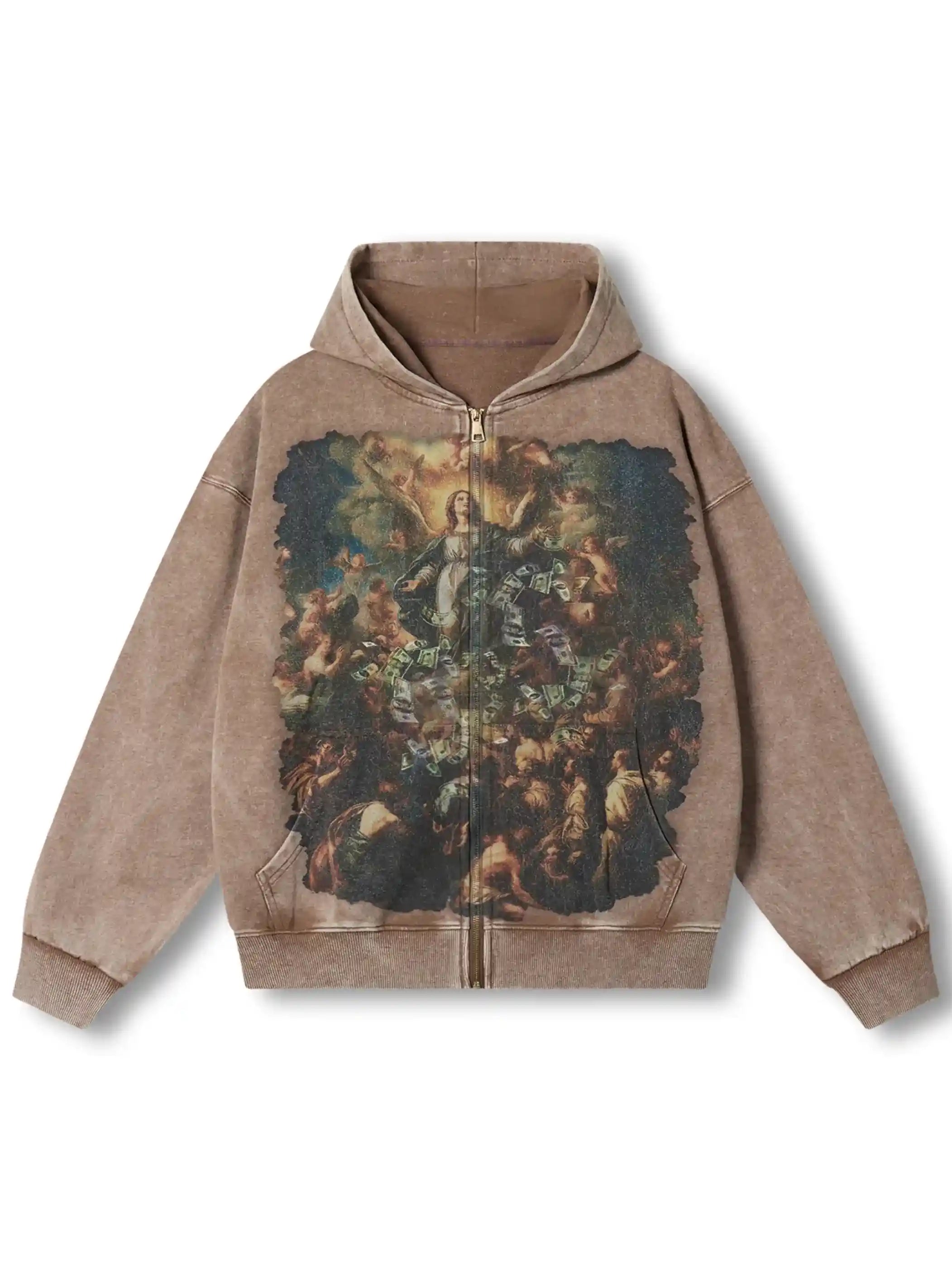 Zip-up Hoodie with Divine Art Print-134