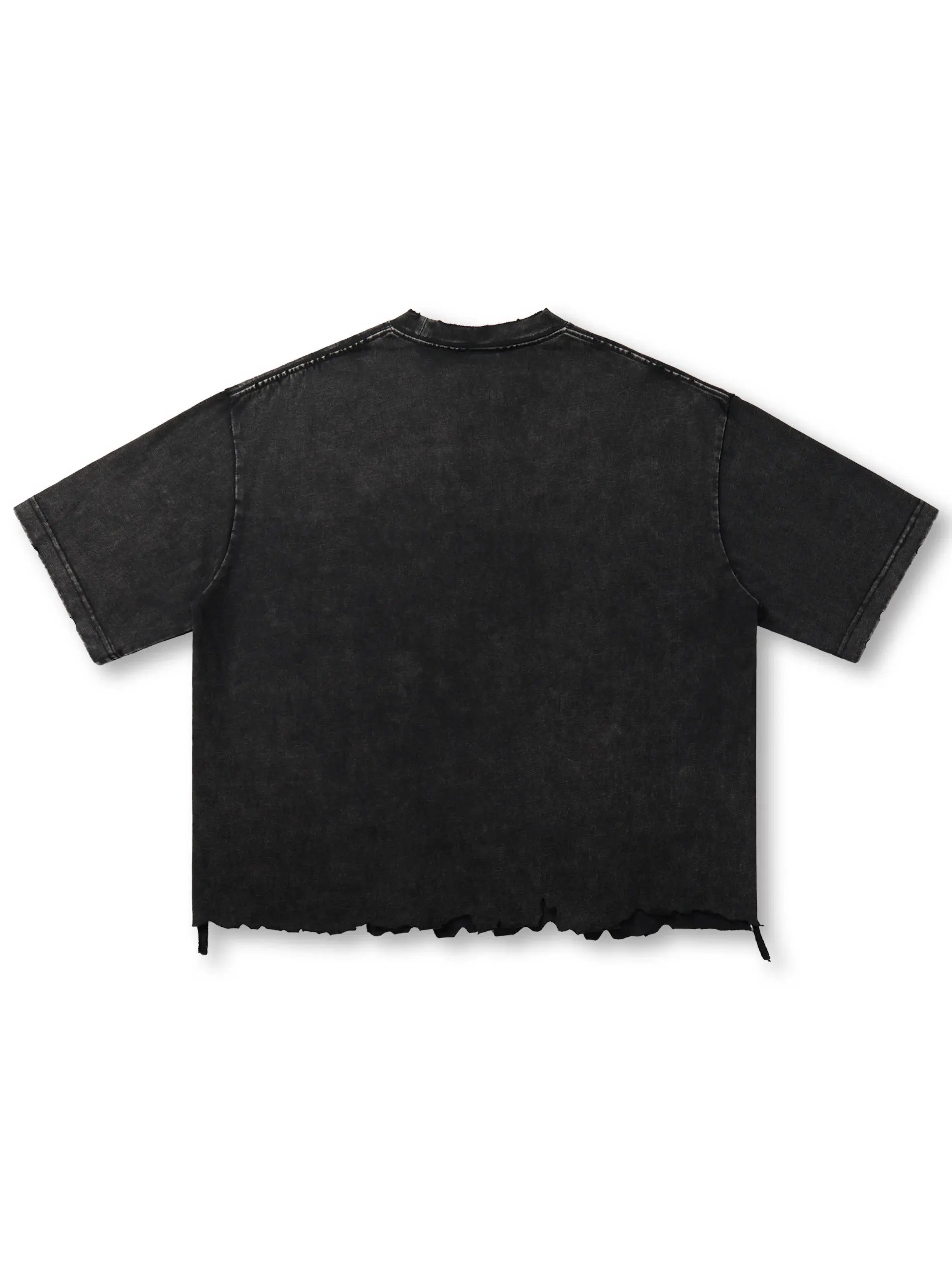 Iced-Eye Faded Raw Hem Graphic Tee-463