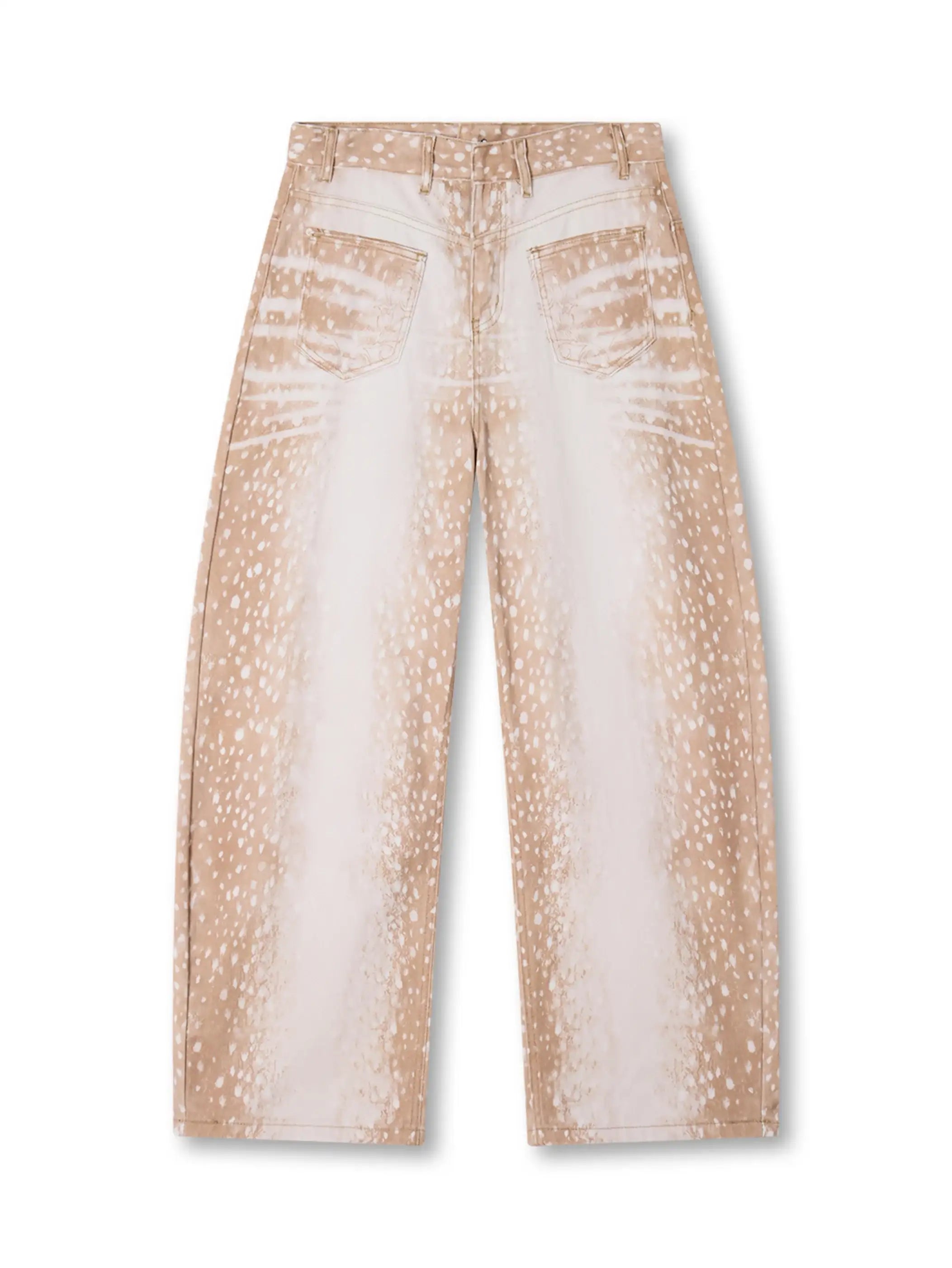 Fawn-Print Curved-Leg Denim-S1200