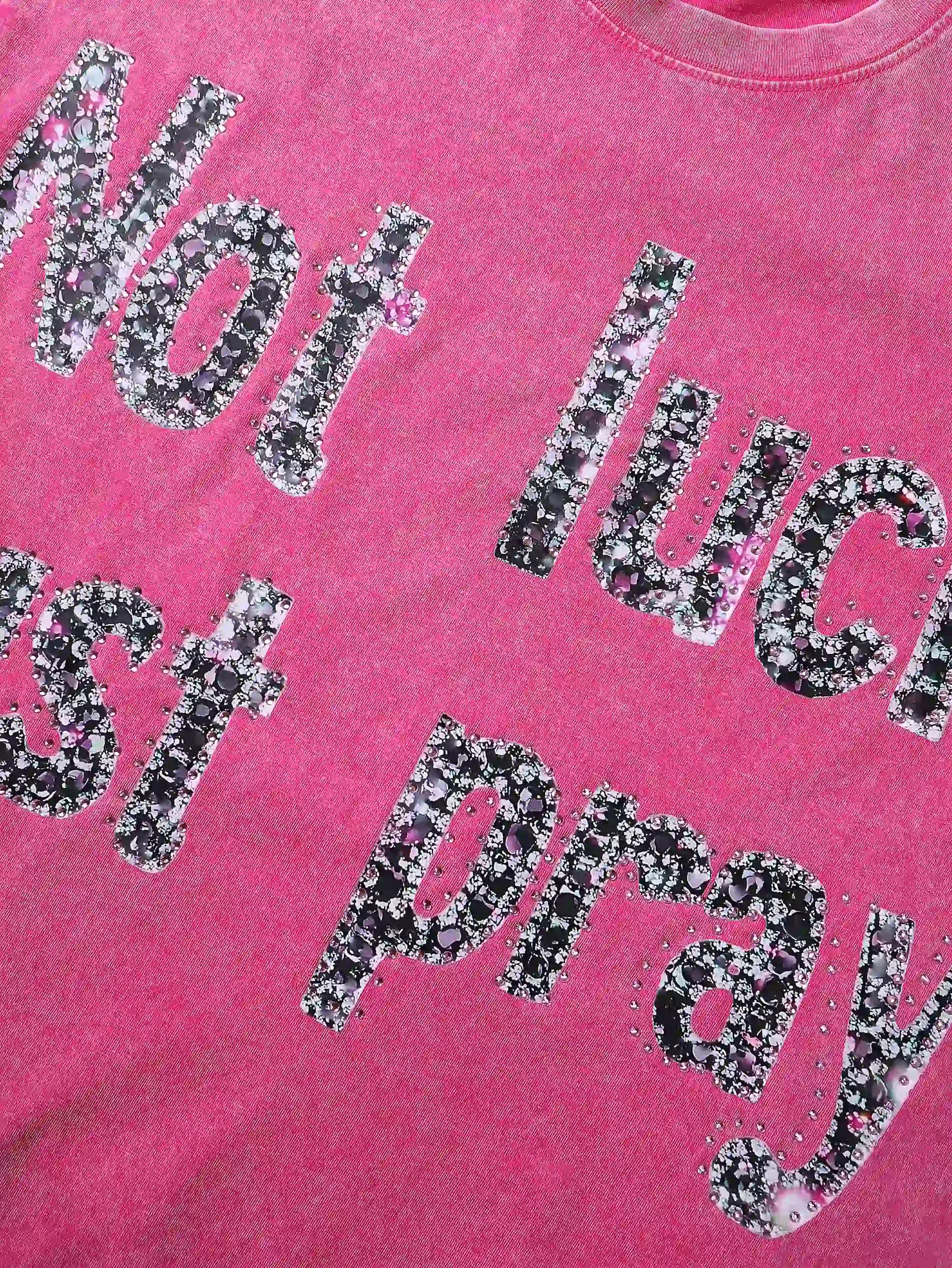 T-shirt imprimé graffiti diamant brillant-069T