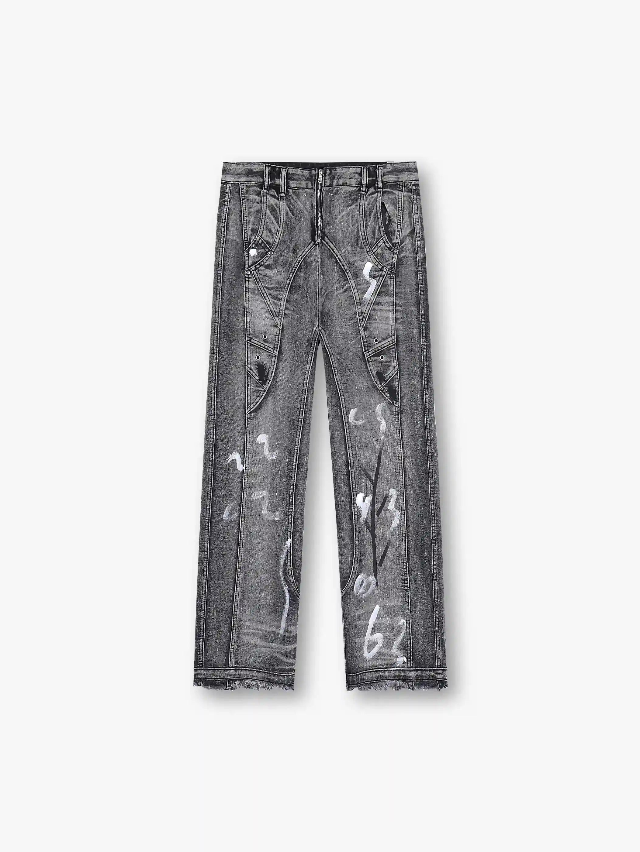Graffiti Numbers Denim Pants-s135