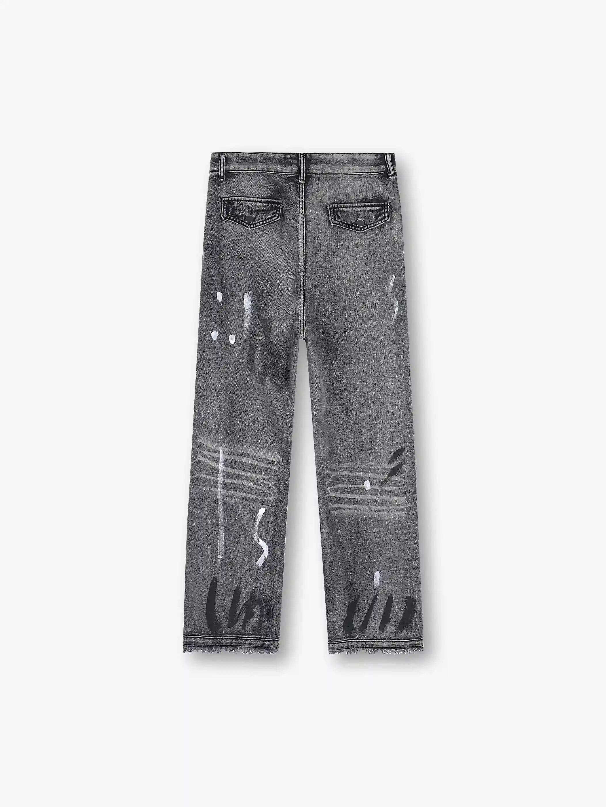 Graffiti Numbers Denim Pants-s135