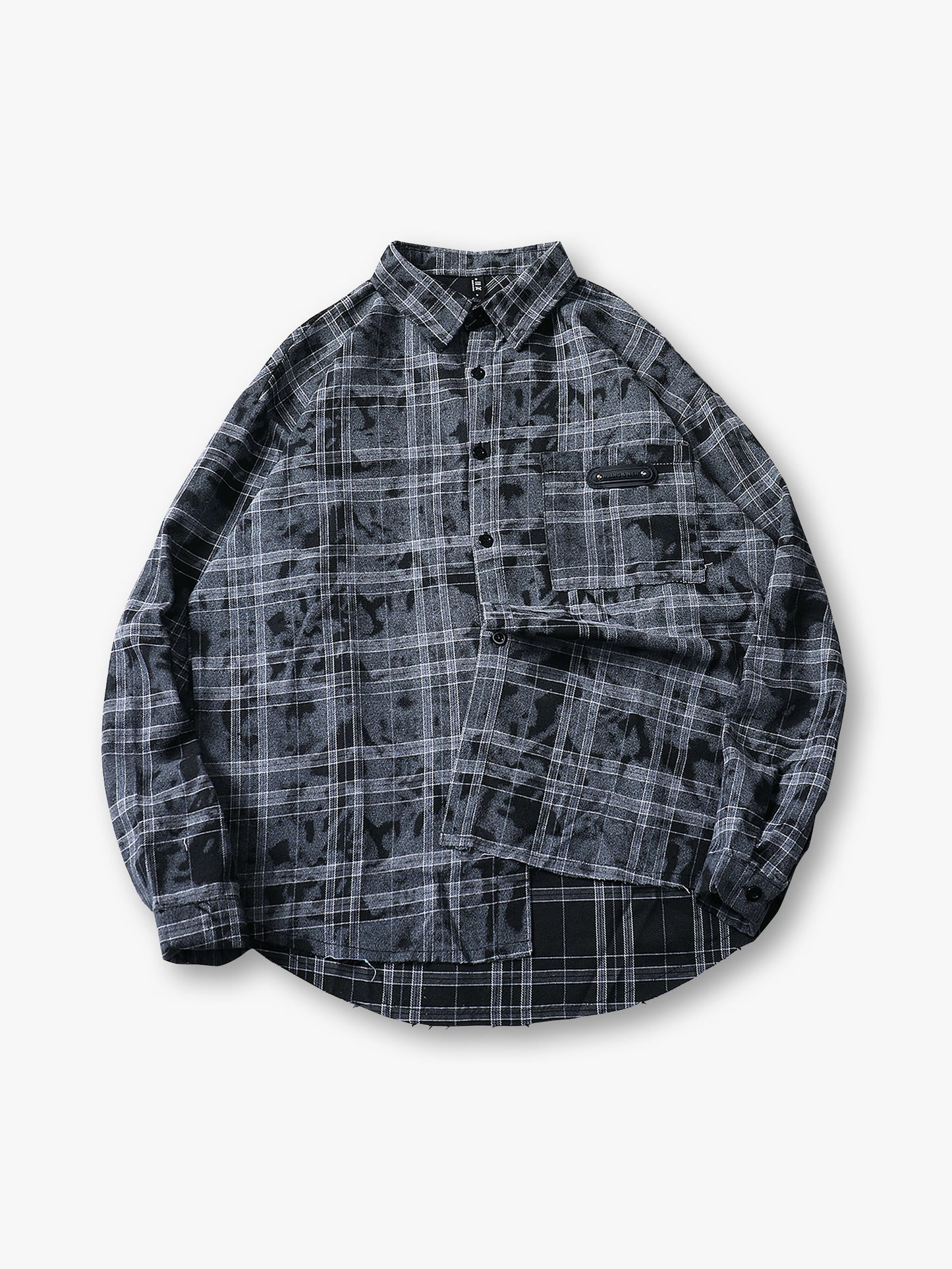 Vintage Style Black and White Plaid Shirt with Pocket Casual Streetwear Long Sleeve Shirt - S130