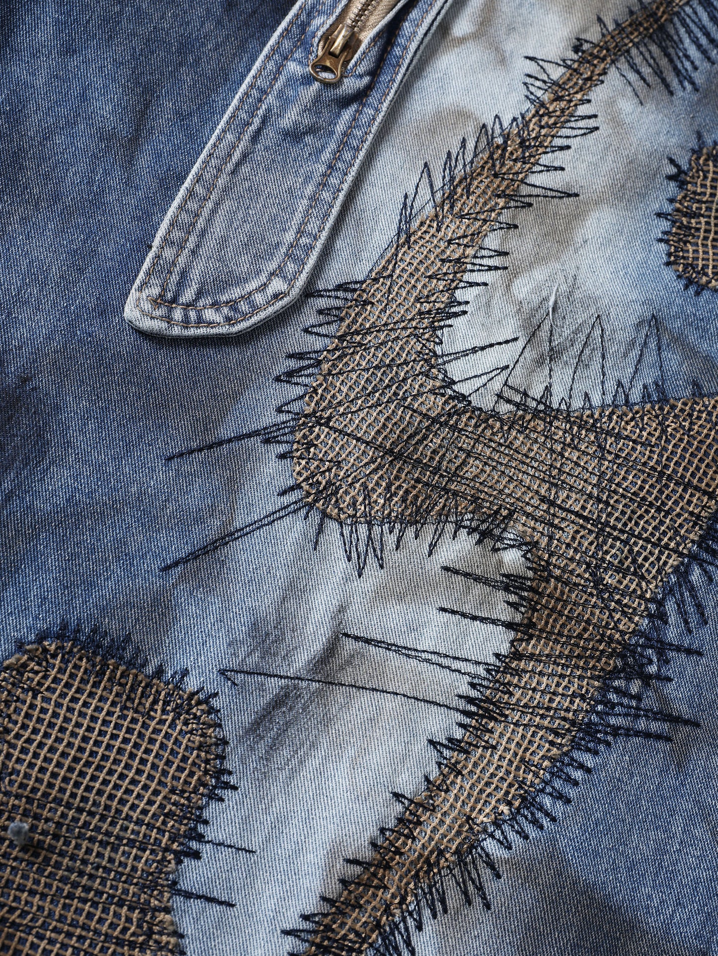 Hot Sale Streetwear Fashion Artistic Distressed Wide-Leg Denim Jeans with Zipper - S133